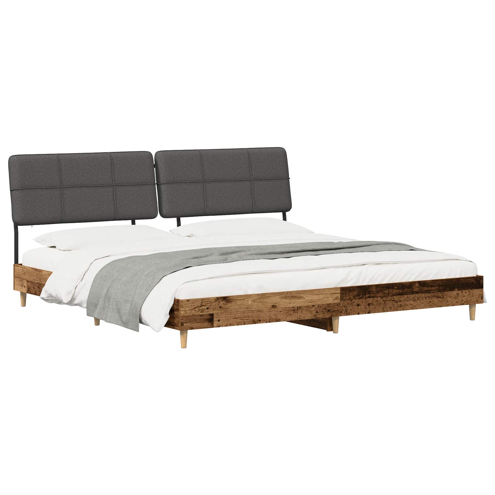 vidaXL Tweepersoonsbed met hoofdbord Oud hout en donkergrijs, foto 2