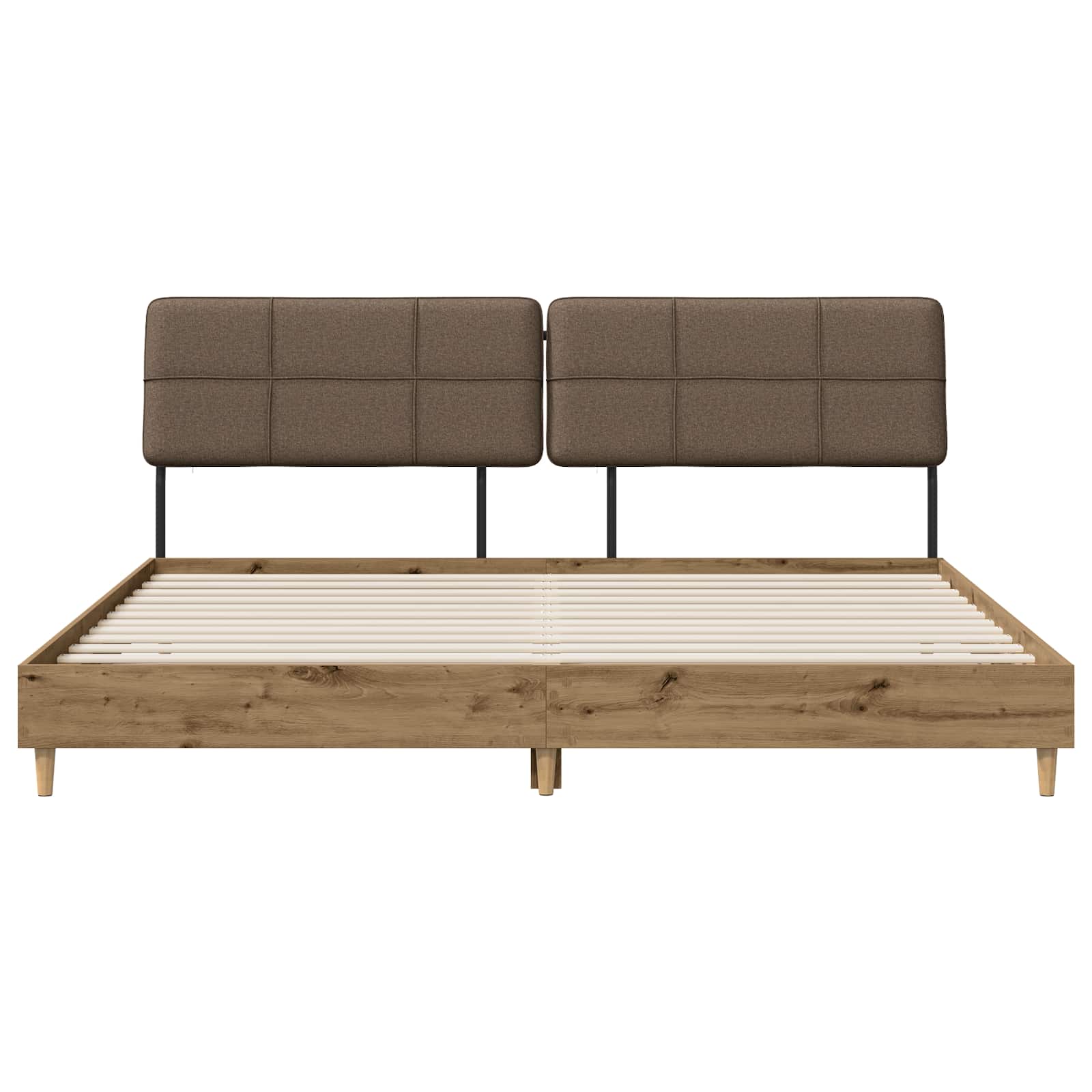 vidaXL Tweepersoonsbed met hoofdbord Artisan eiken en taupe, foto 3