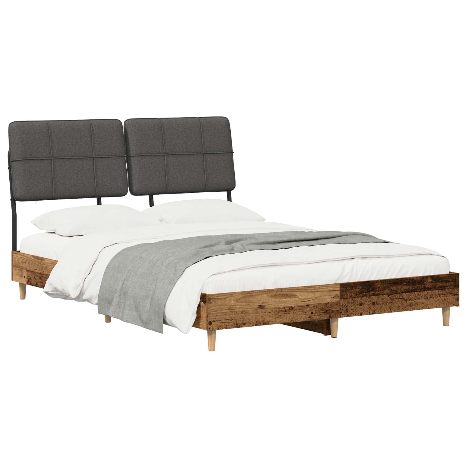 vidaXL Tweepersoonsbed met hoofdbord Oud hout en donkergrijs, foto 2