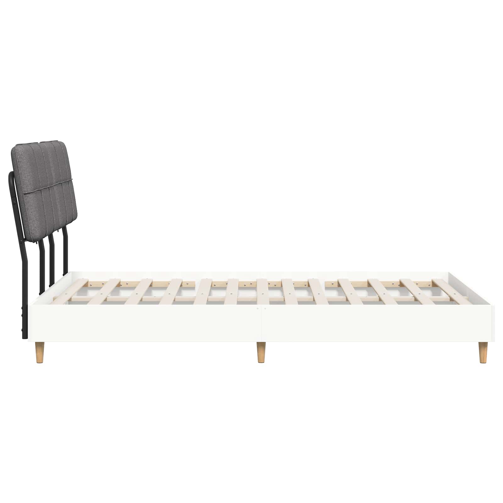 vidaXL Tweepersoonsbed met hoofdbord Wit en Lichtgrijs 140 x 190 cm, foto 4