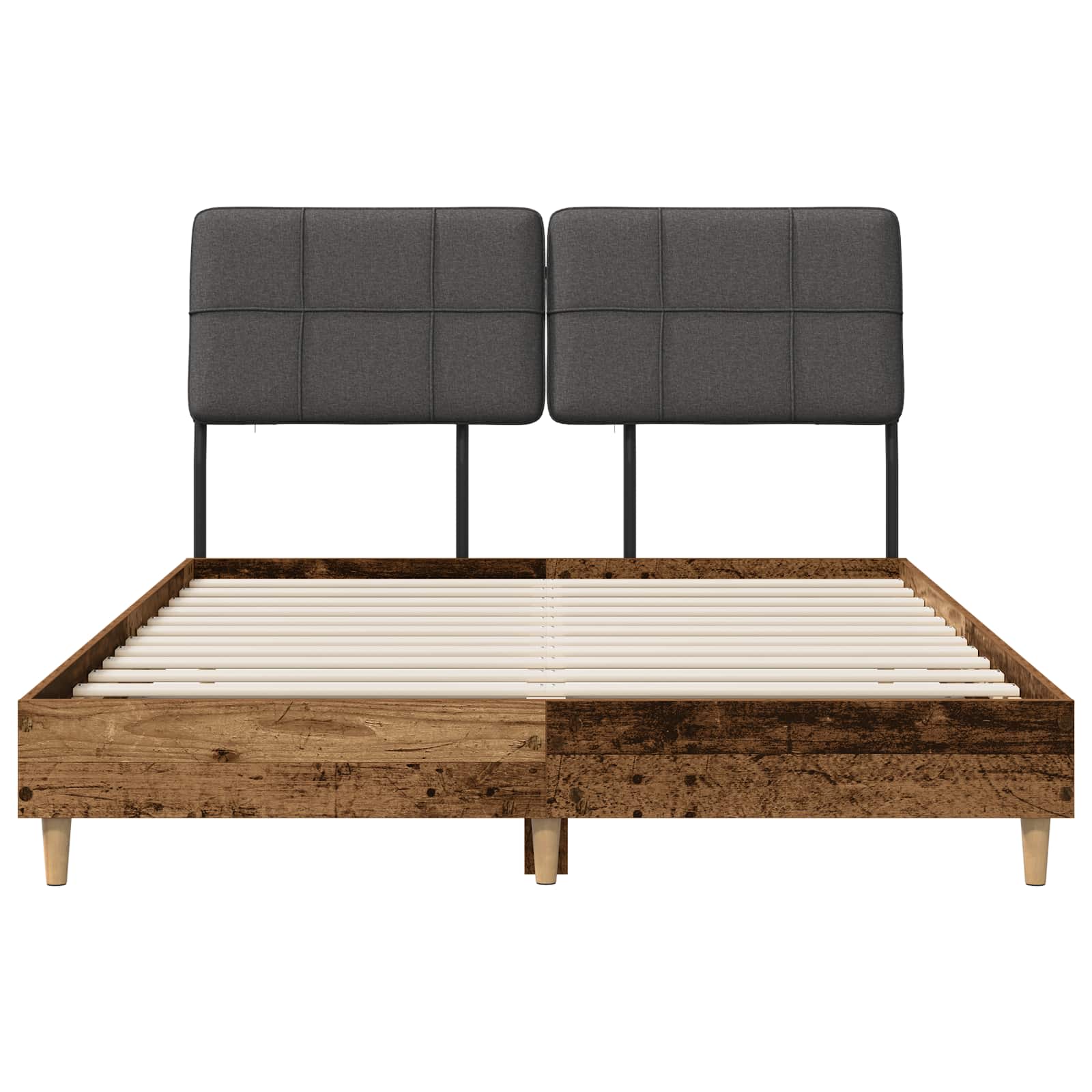 vidaXL Tweepersoonsbed met hoofdbord Oud hout en donkergrijs, foto 3