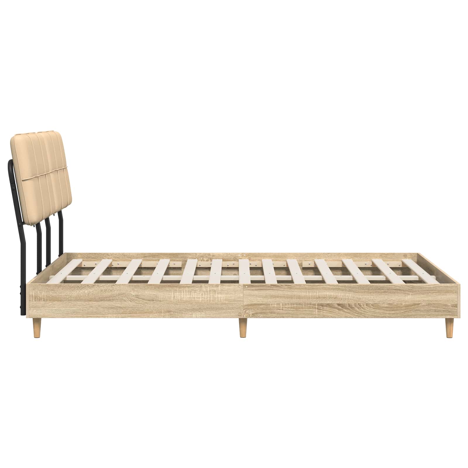 vidaXL Tweepersoonsbed met hoofdbord Sonoma eiken en crème, foto 4