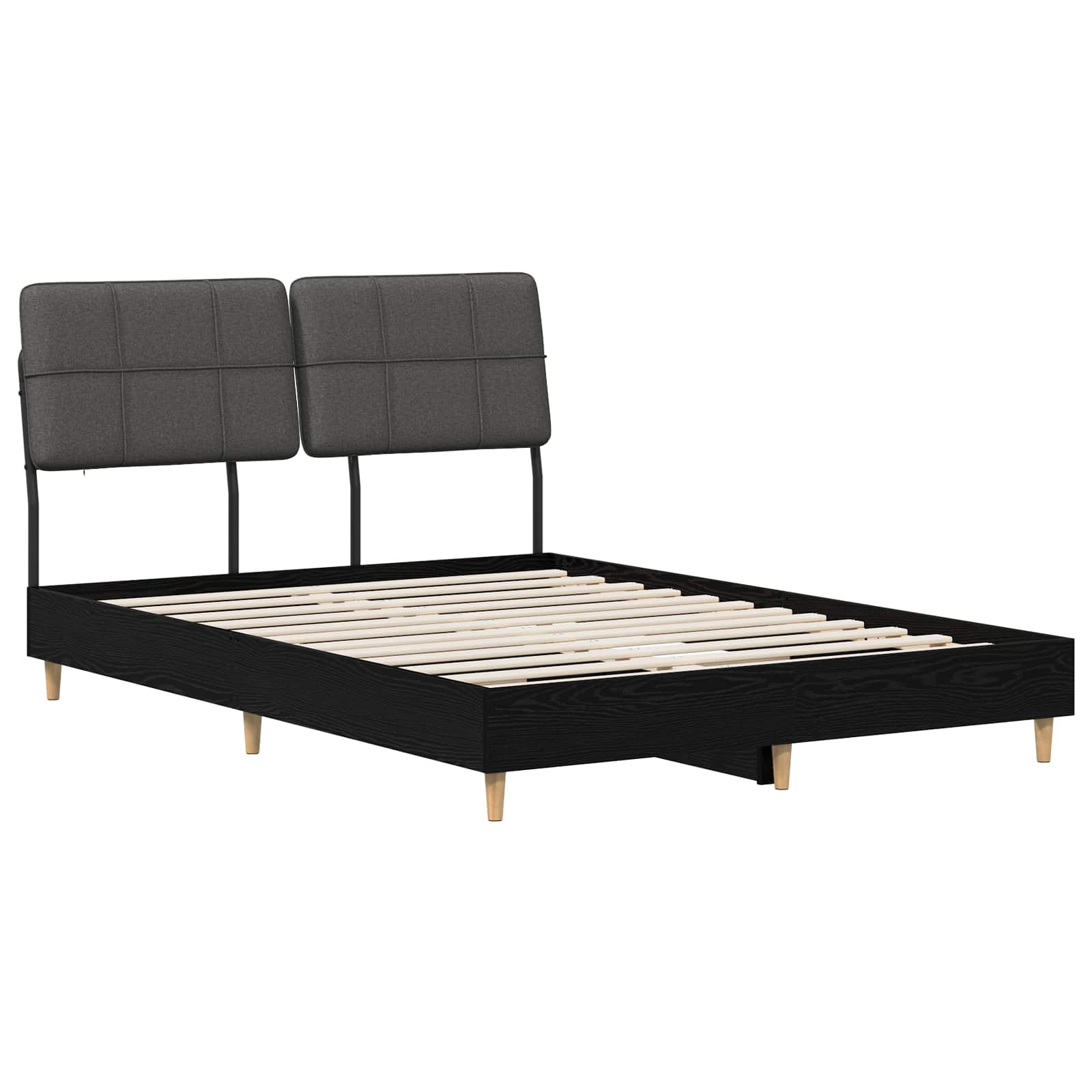 vidaXL Pat dublu cu tăblie Stejar negru și gri închis 120 x 200 cm