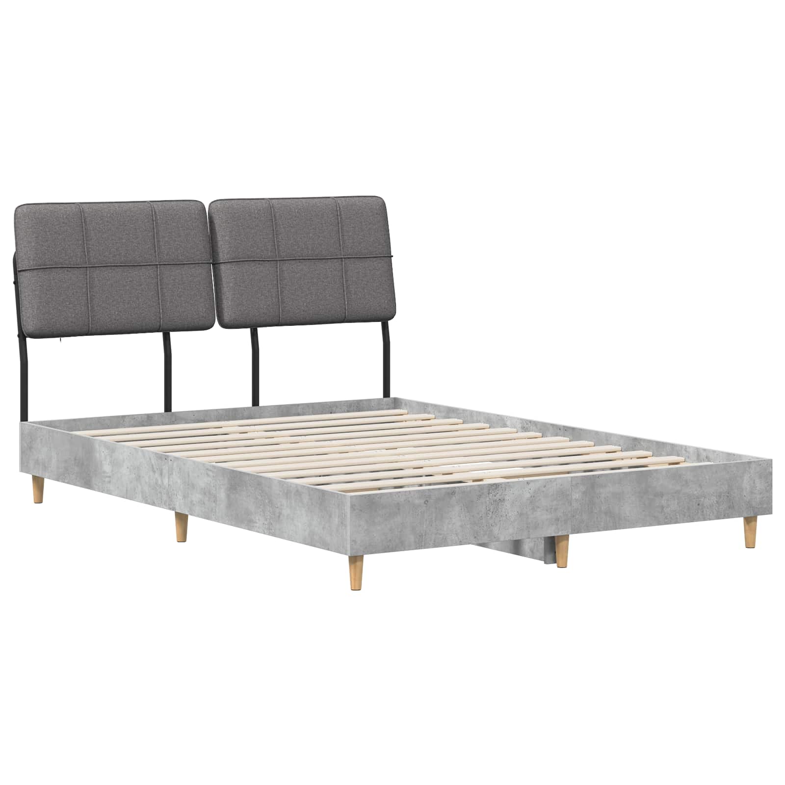 vidaXL Pat dublu cu tăblie Gri beton și gri deschis 120 x 200 cm