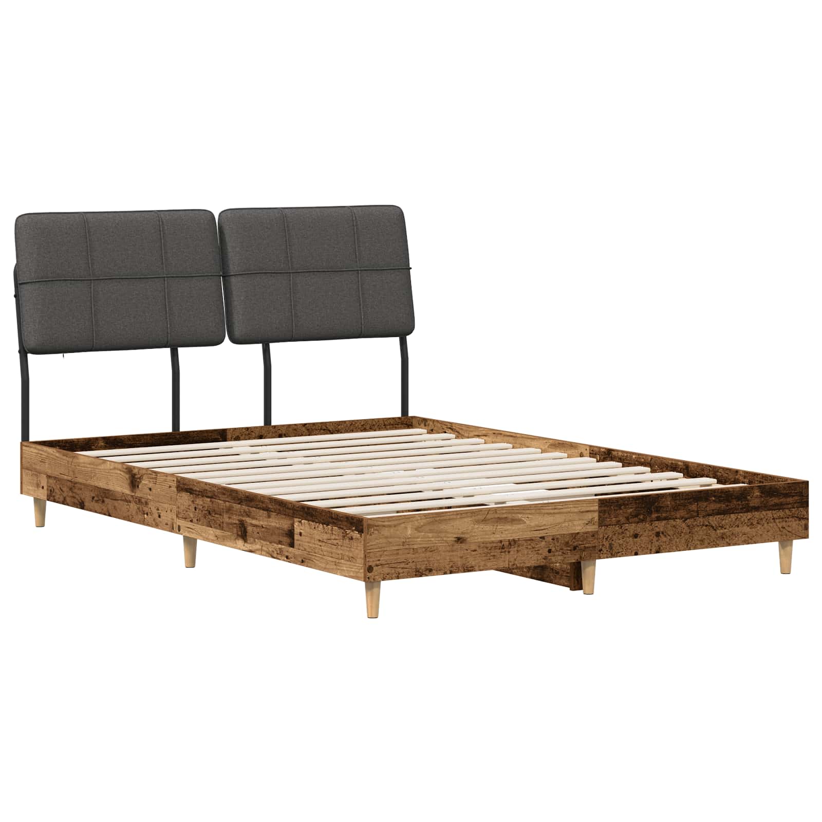 vidaXL Pat dublu cu tăblie Lemn vechi și gri închis 120 x 190 cm