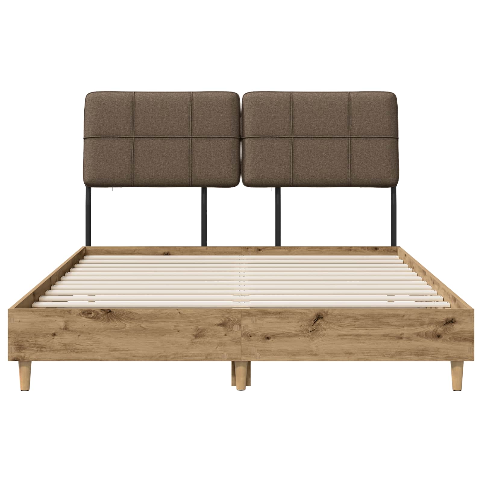 vidaXL Tweepersoonsbed met hoofdbord Artisan eiken en taupe, foto 3