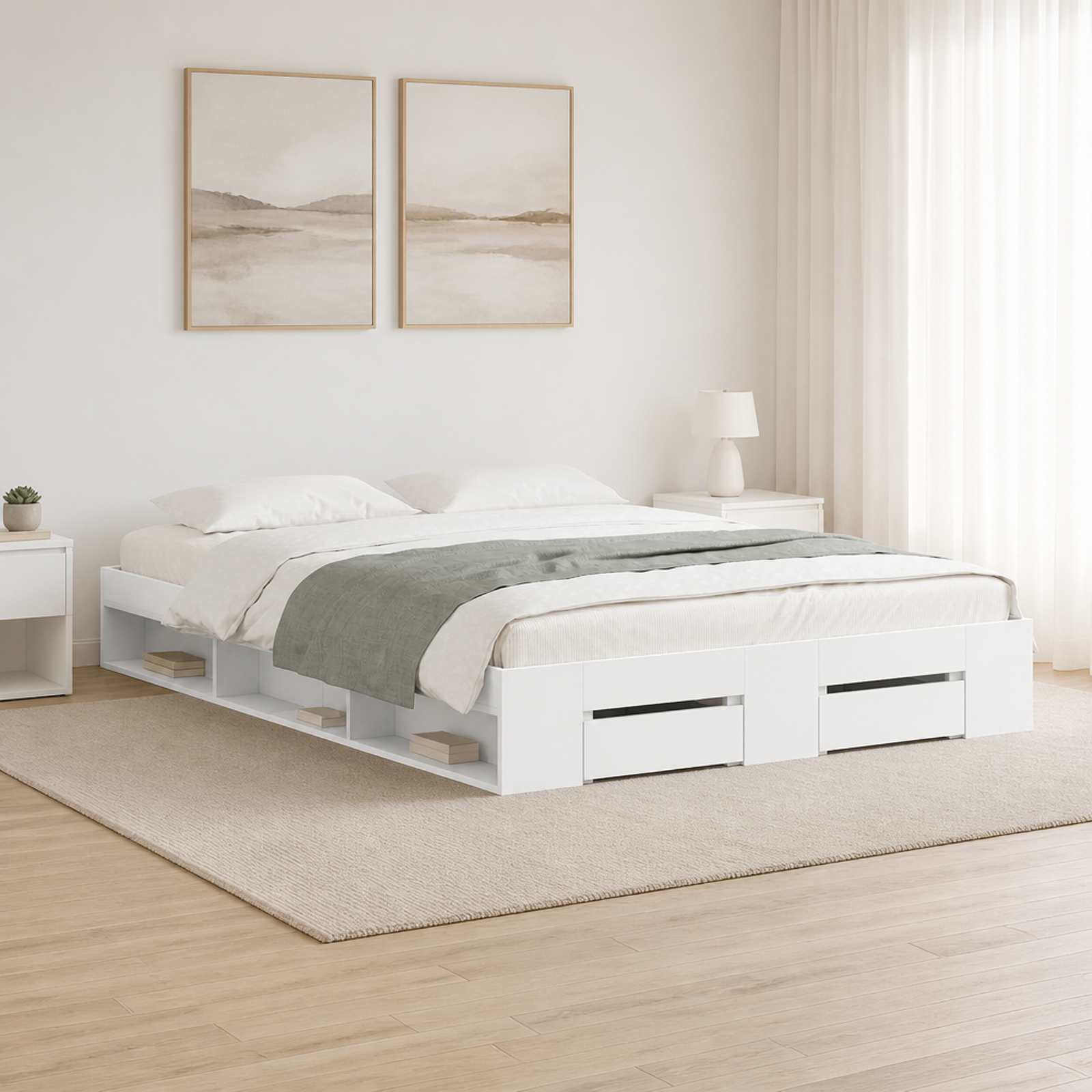 vidaXL Bedframe 2 st Wit 120 x 200 cm Bewerkt hout