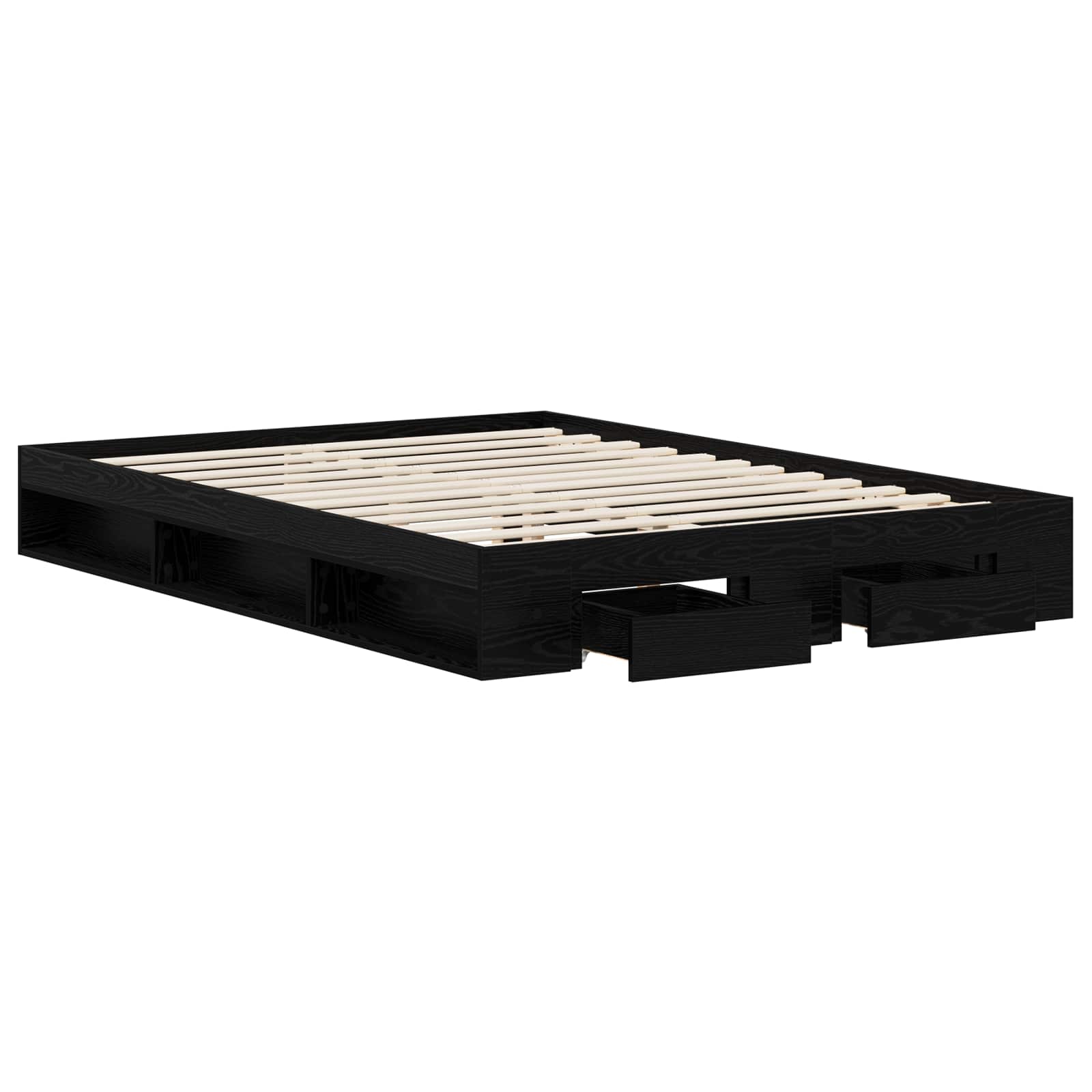 vidaXL Bedframe 2 st Zwart eiken 135 x 190 cm Bewerkt hout, foto 3