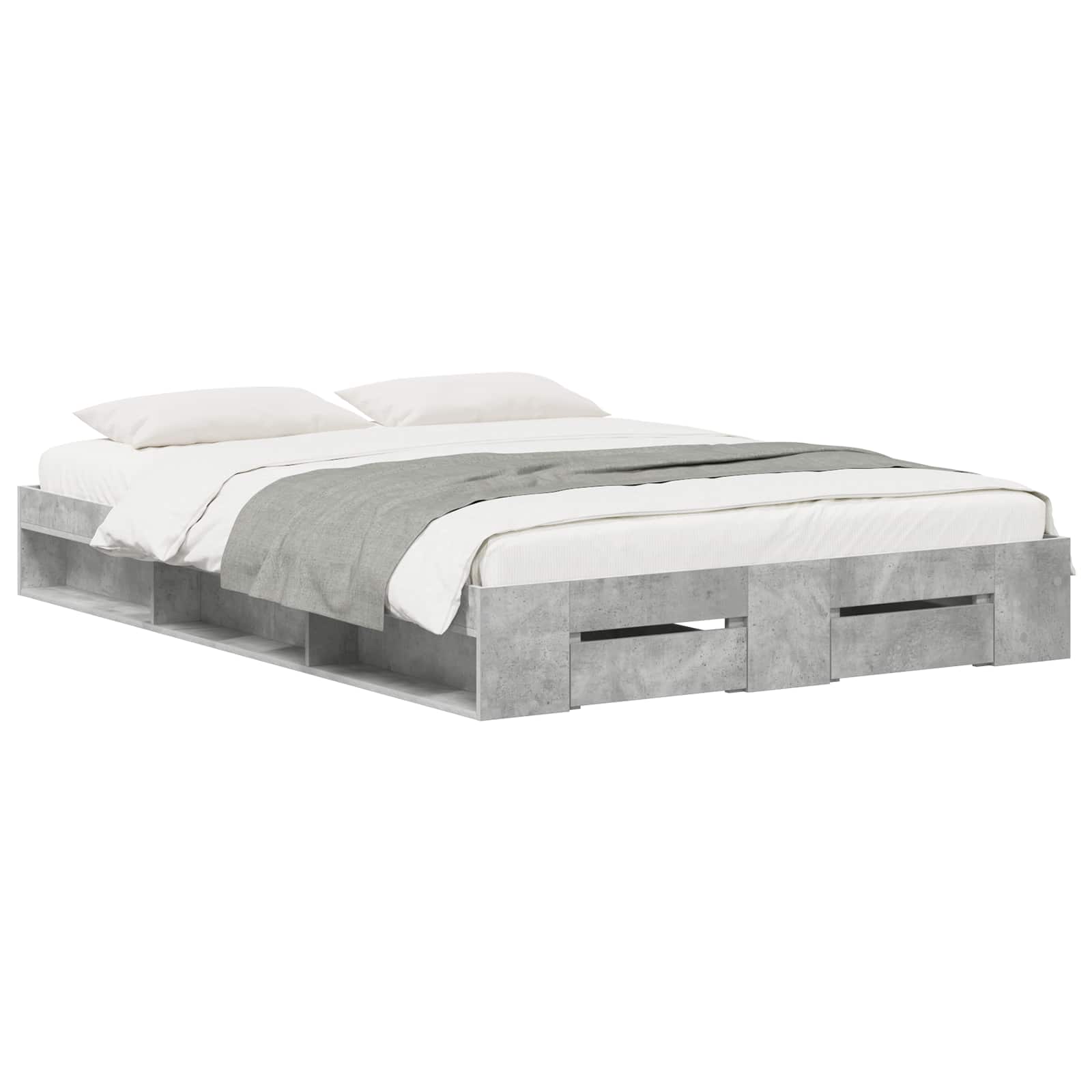 vidaXL Bedframe 2 st Betongrijs 135 x 190 cm Bewerkt hout grijs, foto 2