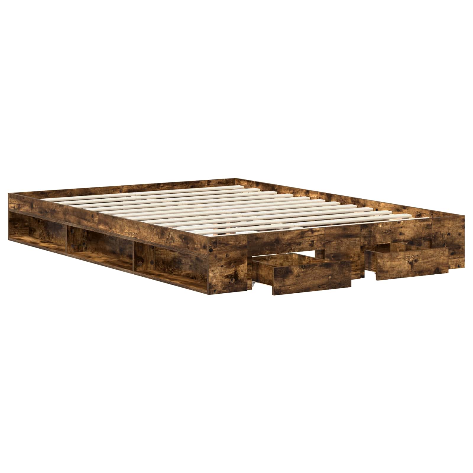 vidaXL Bedframe 2 st Gerookt eiken 135 x 190 cm Bewerkt hout, foto 3