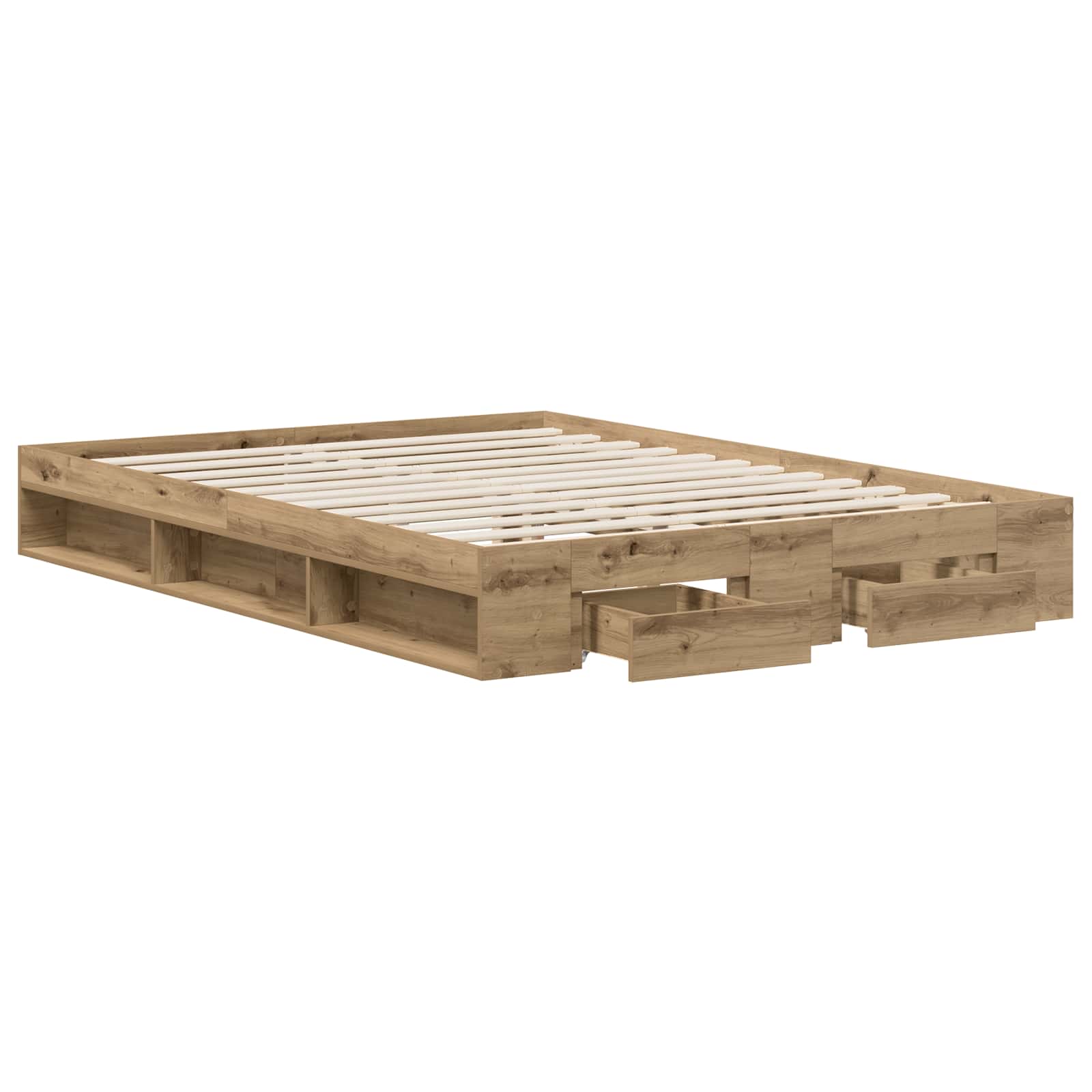 vidaXL Bedframe 2 st Artisanaal eiken 135 x 190 cm Bewerkt hout, foto 3