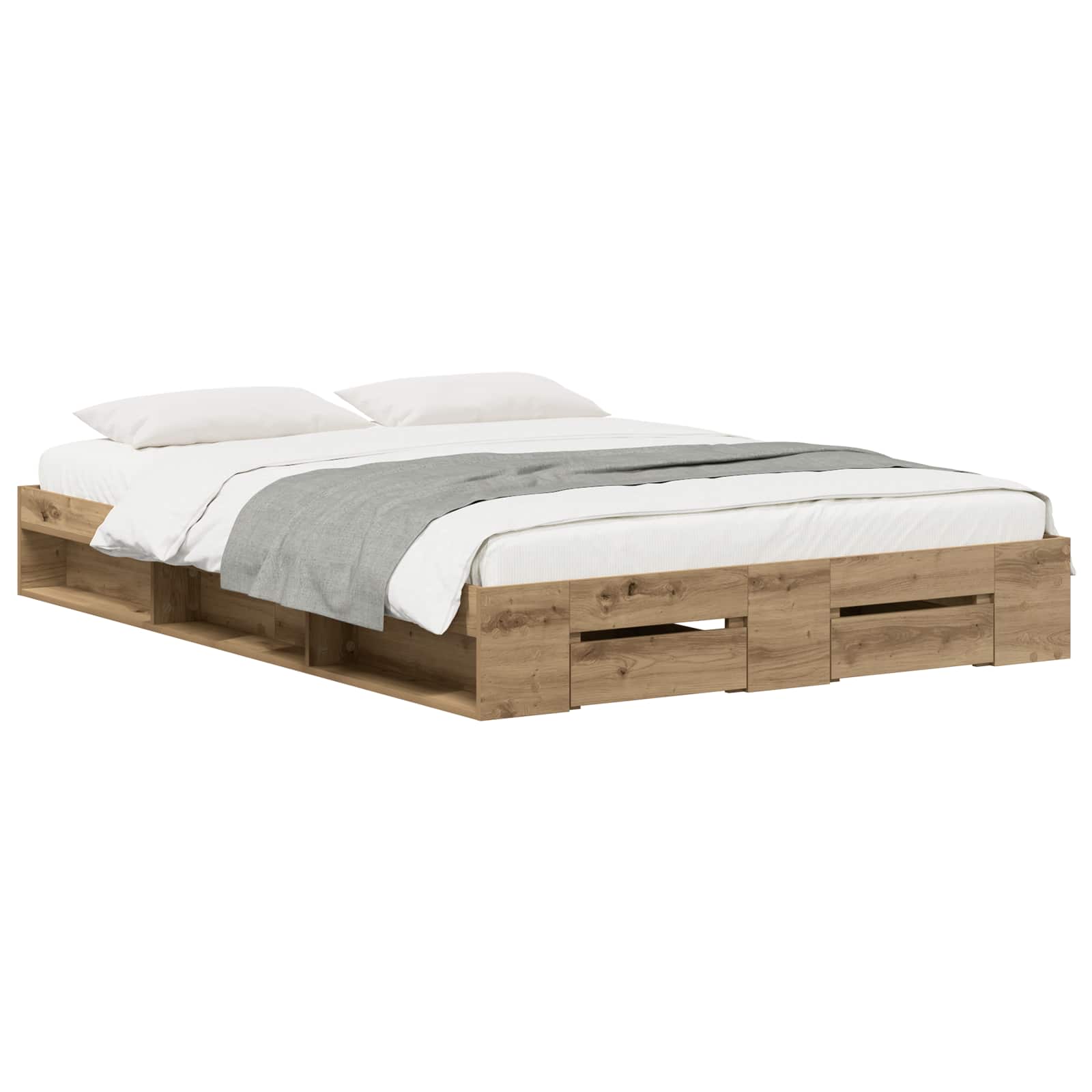 vidaXL Bedframe 2 st Artisanaal eiken 135 x 190 cm Bewerkt hout, foto 2
