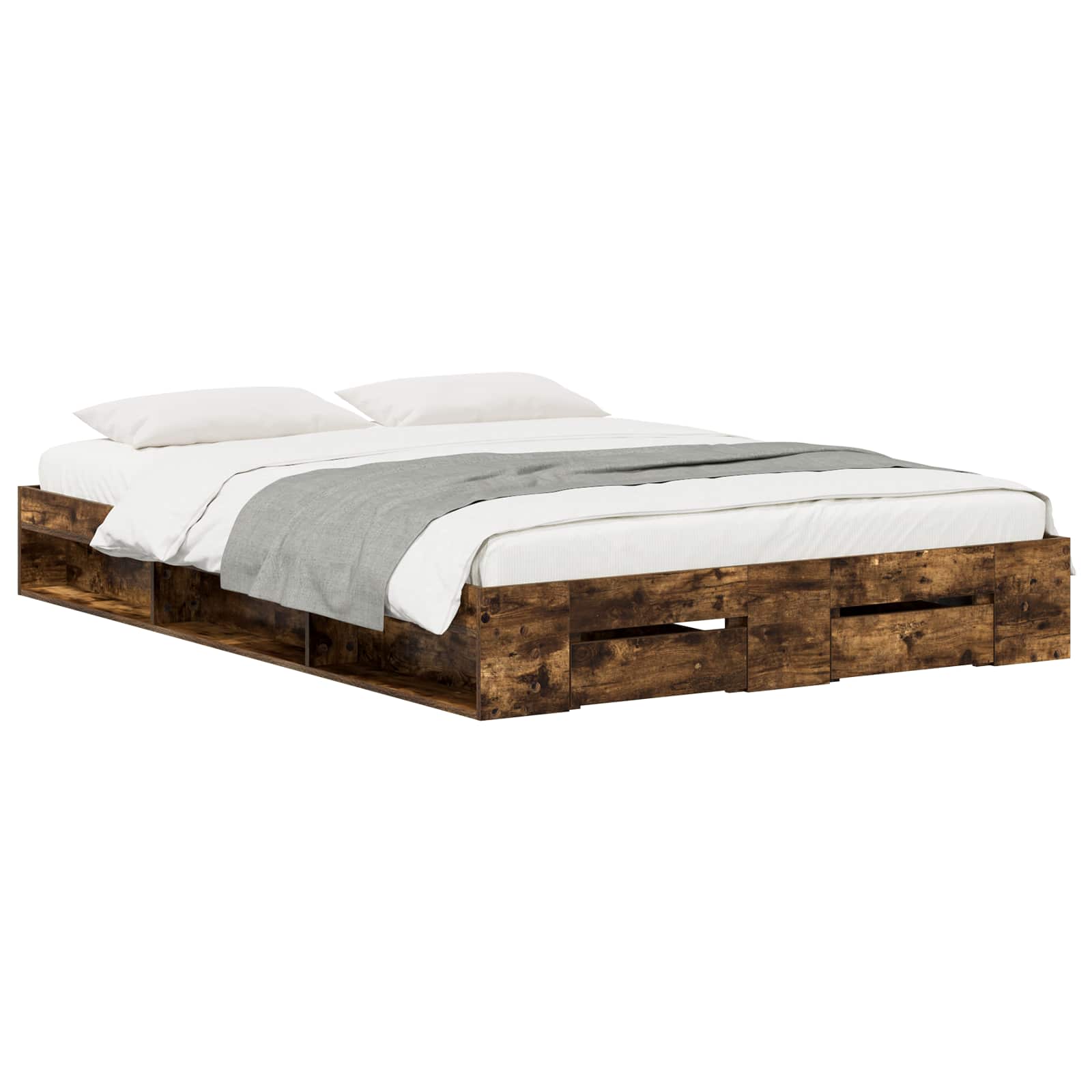 vidaXL Bedframe 2 st Gerookt eiken 120 x 200 cm Bewerkt hout, foto 2