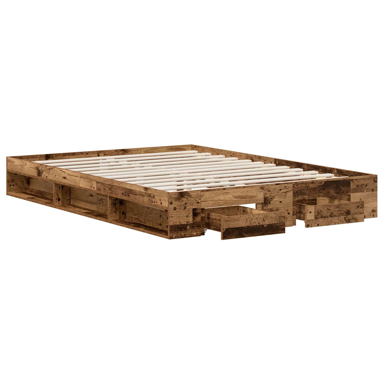 vidaXL Bedframe 2 st Oud hout 120 x 200 cm Bewerkt hout bruin, foto 3
