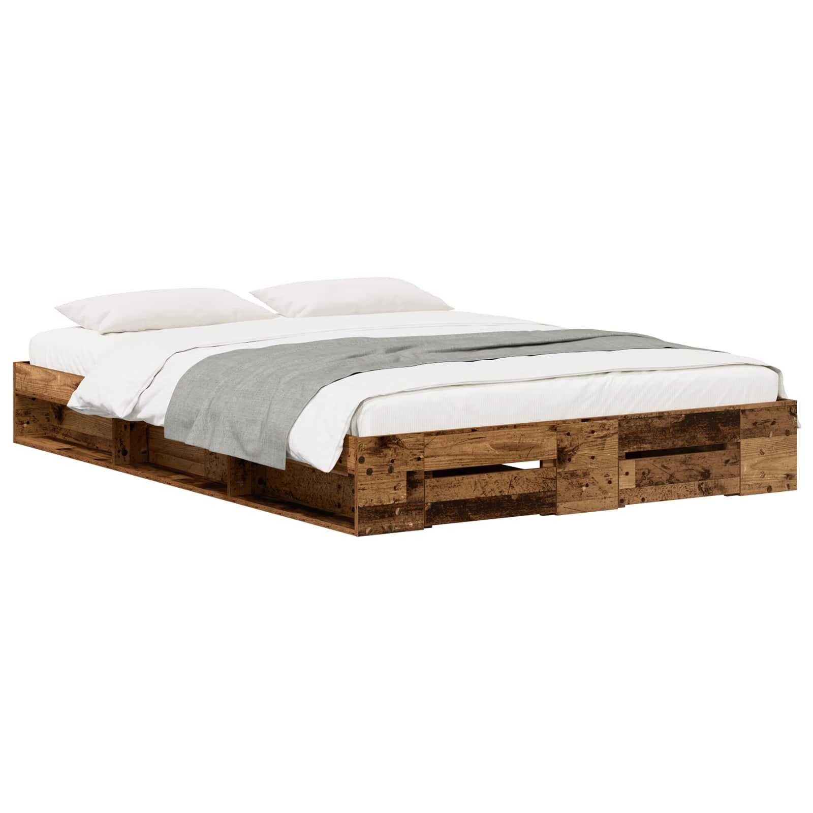 vidaXL Bedframe 2 st Oud hout 120 x 200 cm Bewerkt hout bruin, foto 2