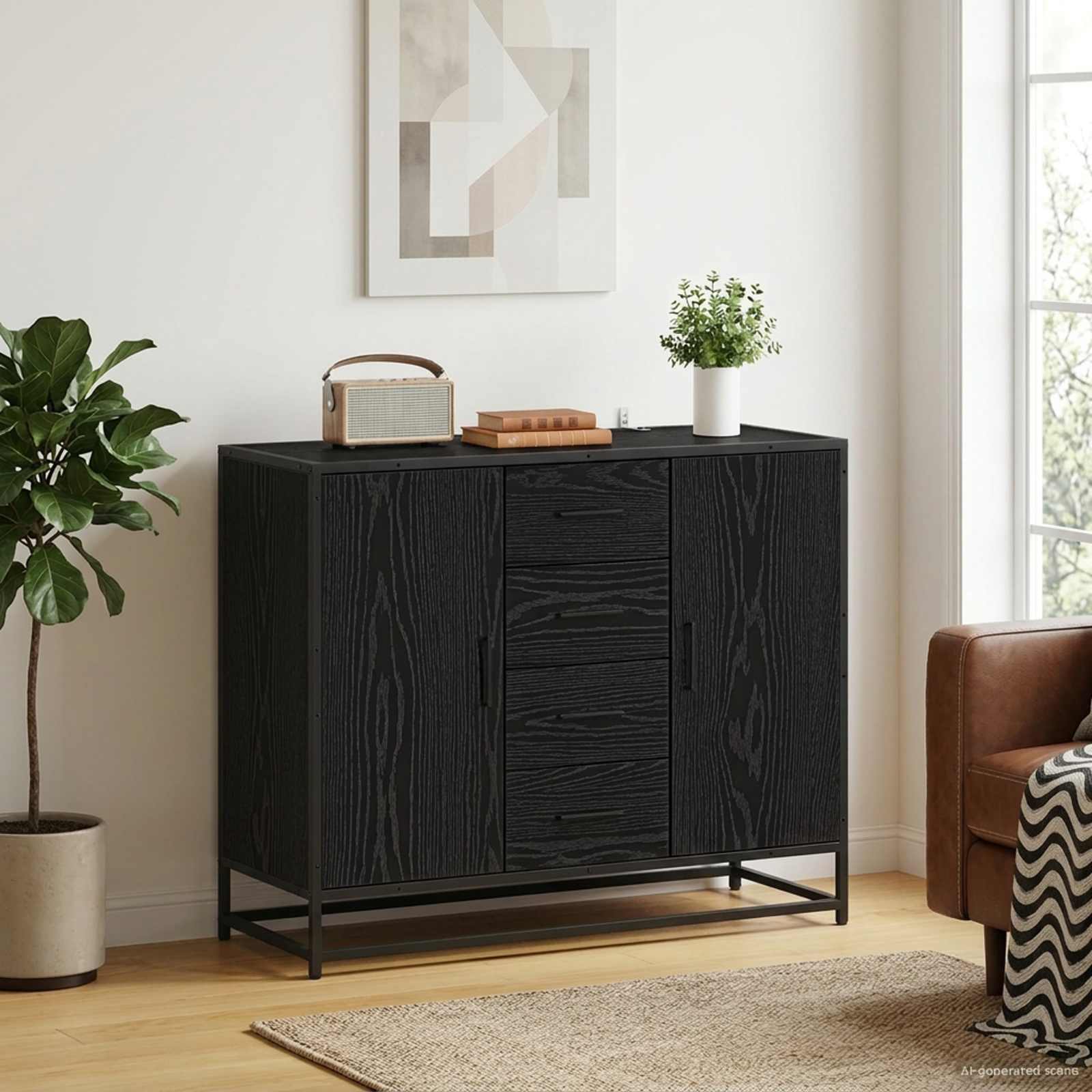 vidaXL Dressoir Zwart eiken 92 x 35 x 76 cm Bewerkt hout