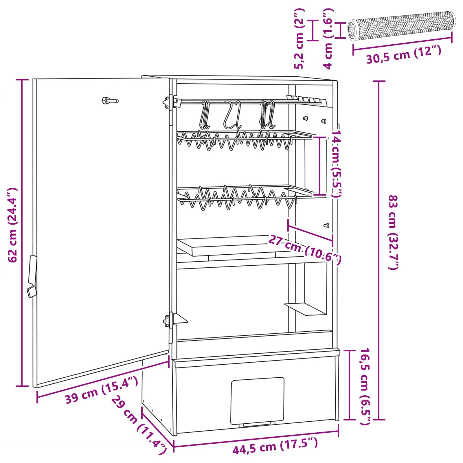 Rookoven 3 pcs 44,5 x 29 x 83 cm Verzinkt staal zilver image 7