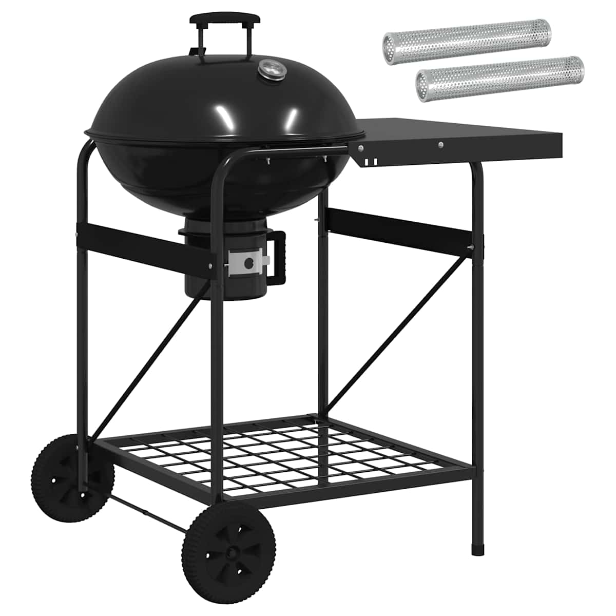 Trækolgrill med røgrør 91 x 71 x 107 cm Stål Sort - Billede 2