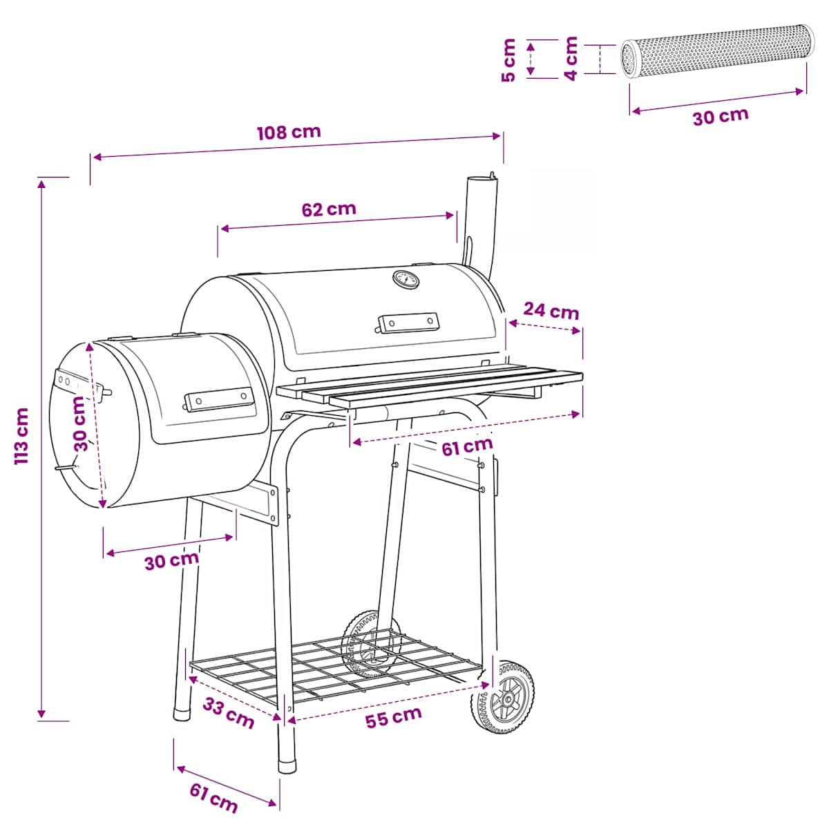 Udendørs grill 103 x 60 x 113 cm Stål Sort - Billede 9