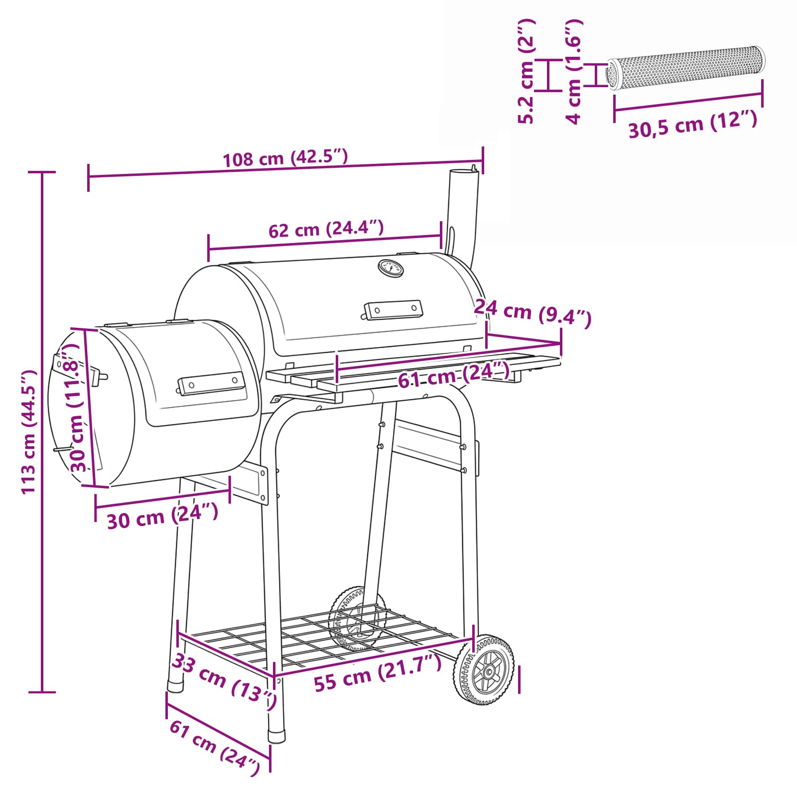 Buiten Grill 103 x 60 x 113 cm Staal Zwart image 9