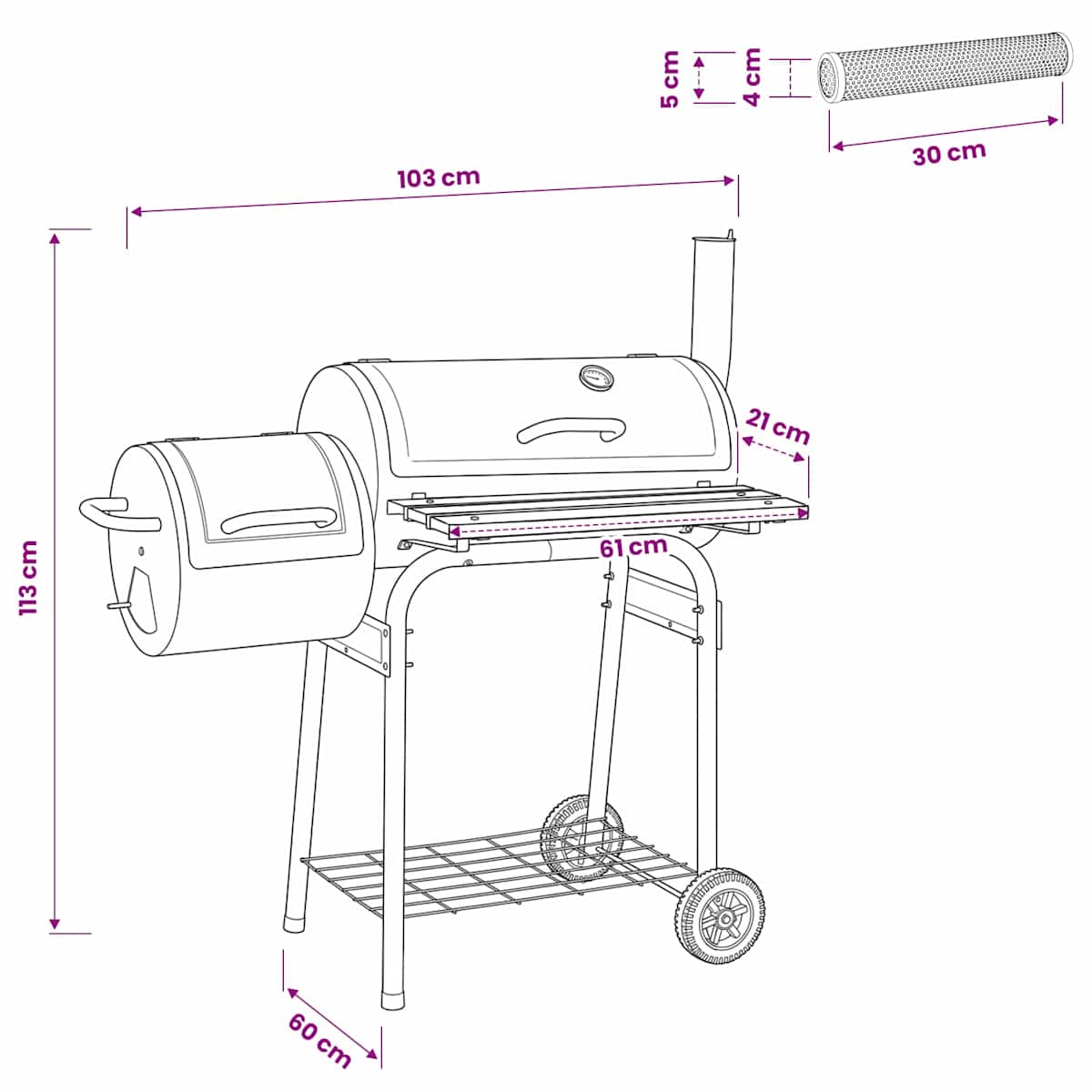 Udendørs grill 103 x 60 x 113 cm Stål Sort - Billede 9