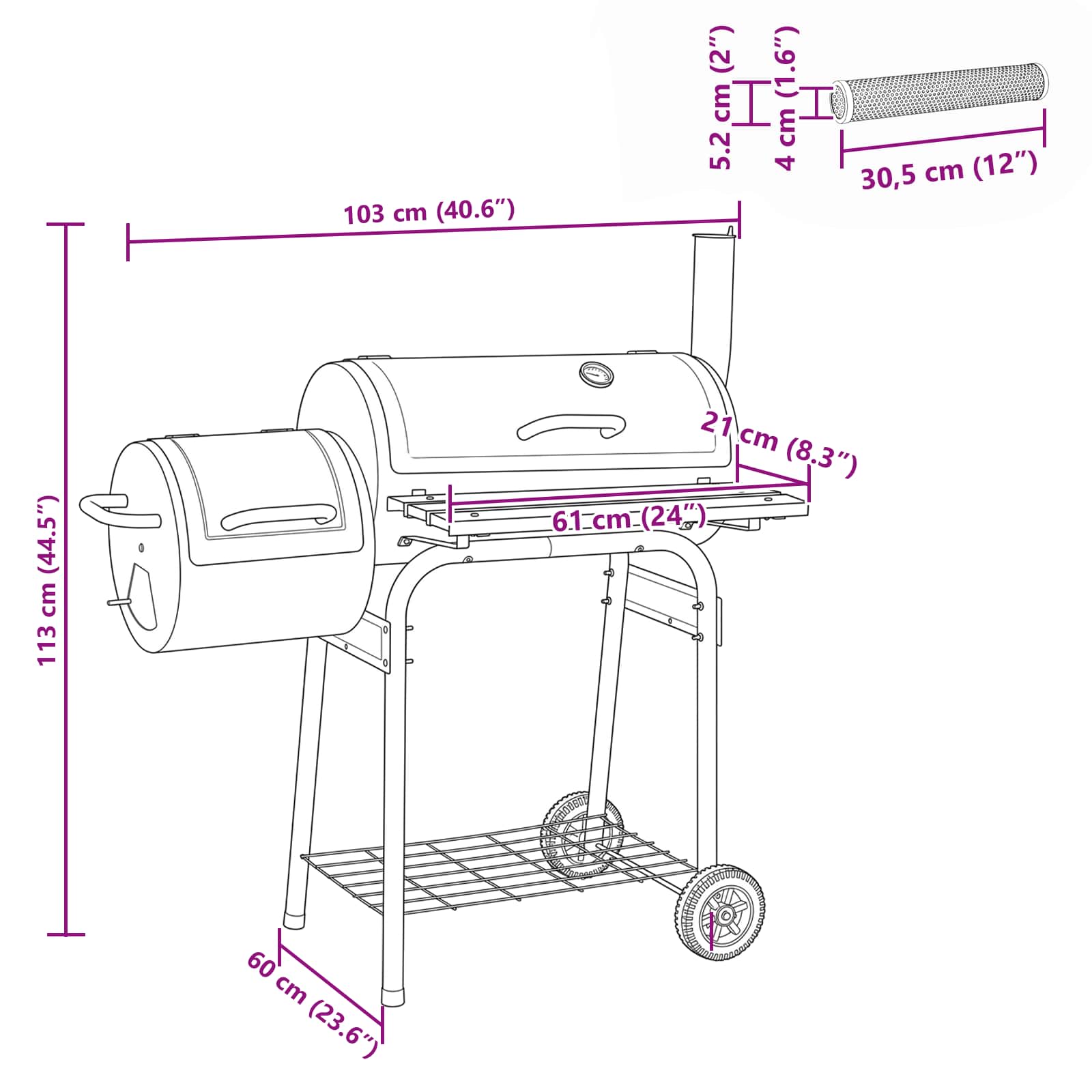 Buiten Grill 103 x 60 x 113 cm Staal Zwart image 9