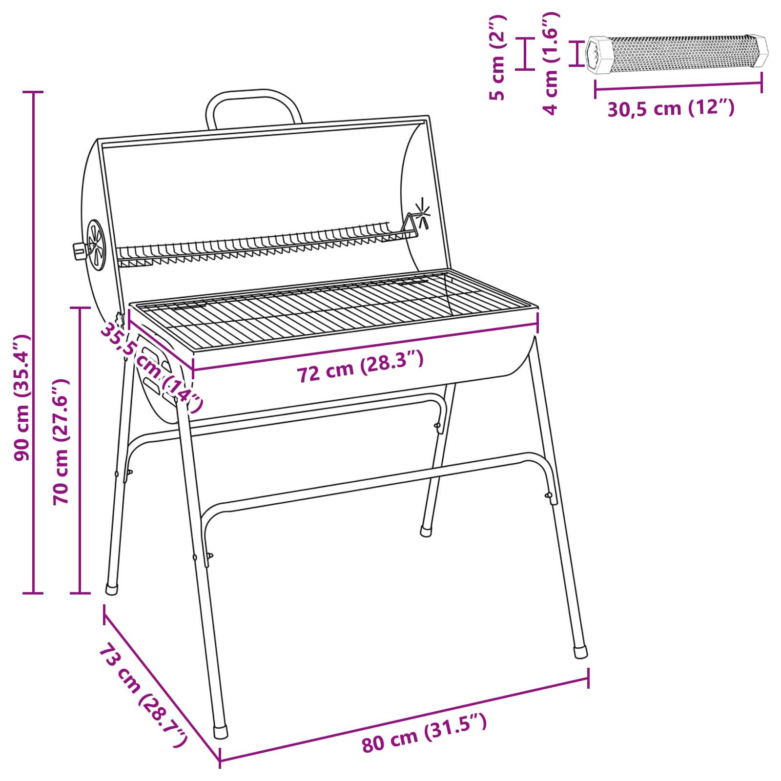 Vaten Grill met 2 Kookroosters 3 pcs 80 x 73 x 90 cm Metaal image 9