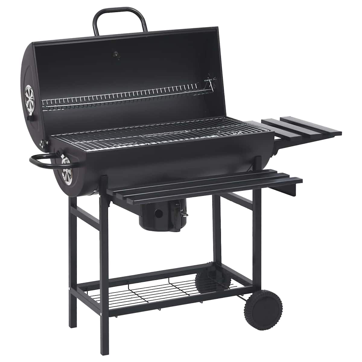 Tøndegrill med hjul og hylder 3 stk. 115 x 85 x 95 cm Metal - Billede 5