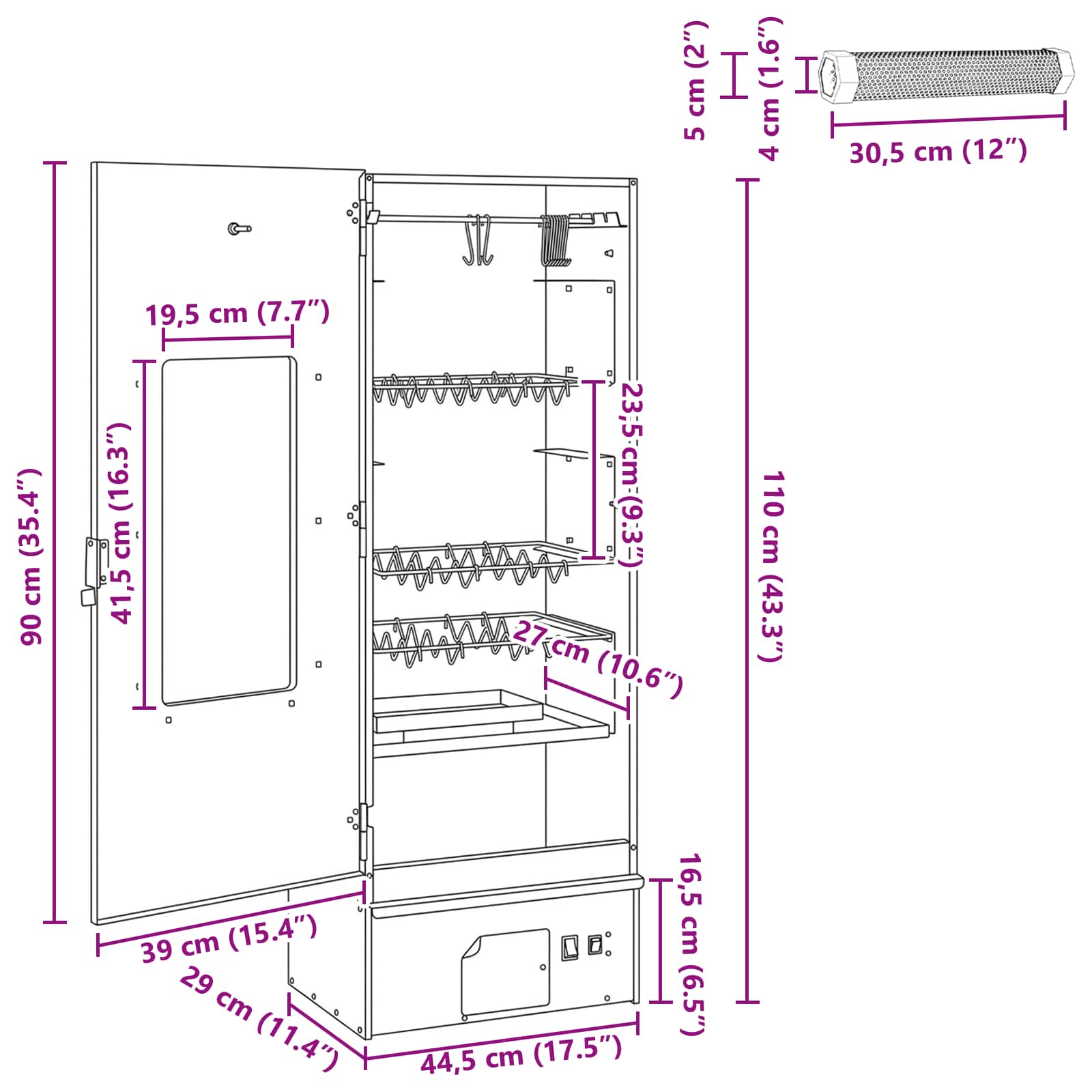 Rookoven 3 pcs 44,5 x 29 x 110 cm Verzinkt staal zilver image 7