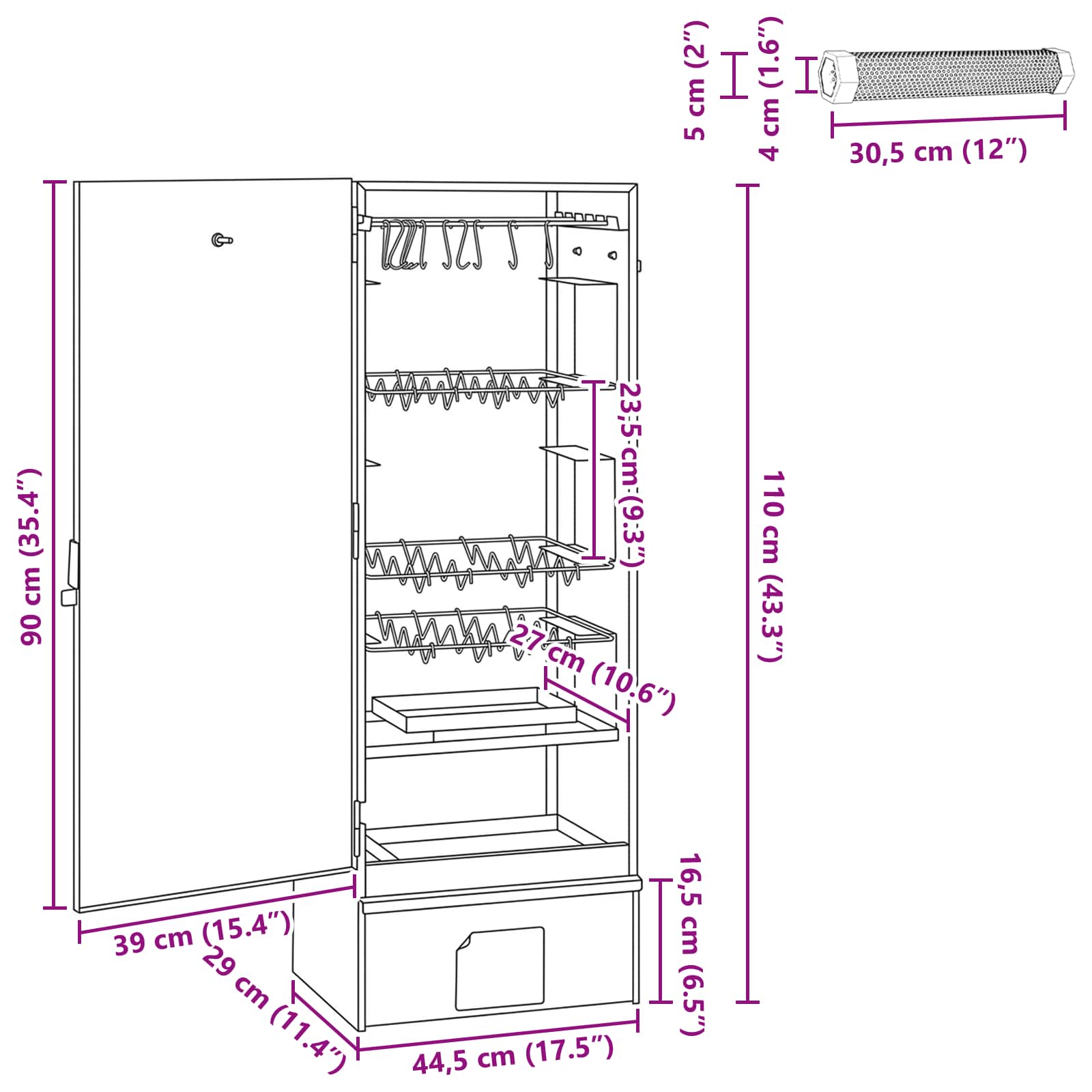 Rookoven 3 pcs 44,5 x 29 x 110 cm Verzinkt staal zilver image 7