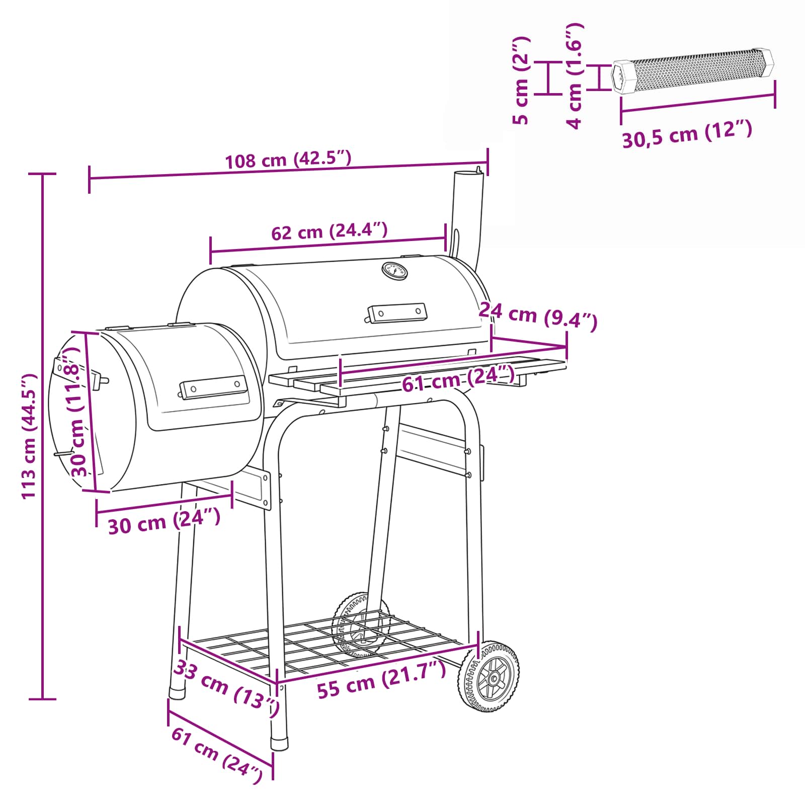 Buiten Grill 103 x 60 x 113 cm Staal Zwart image 9