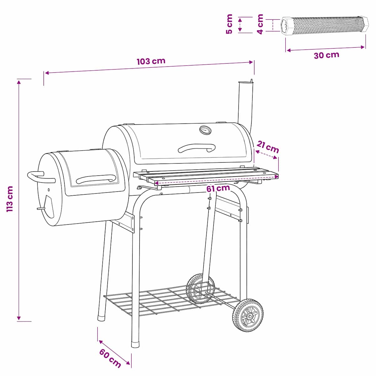 Udendørs grill 103 x 60 x 113 cm Stål Sort - Billede 9