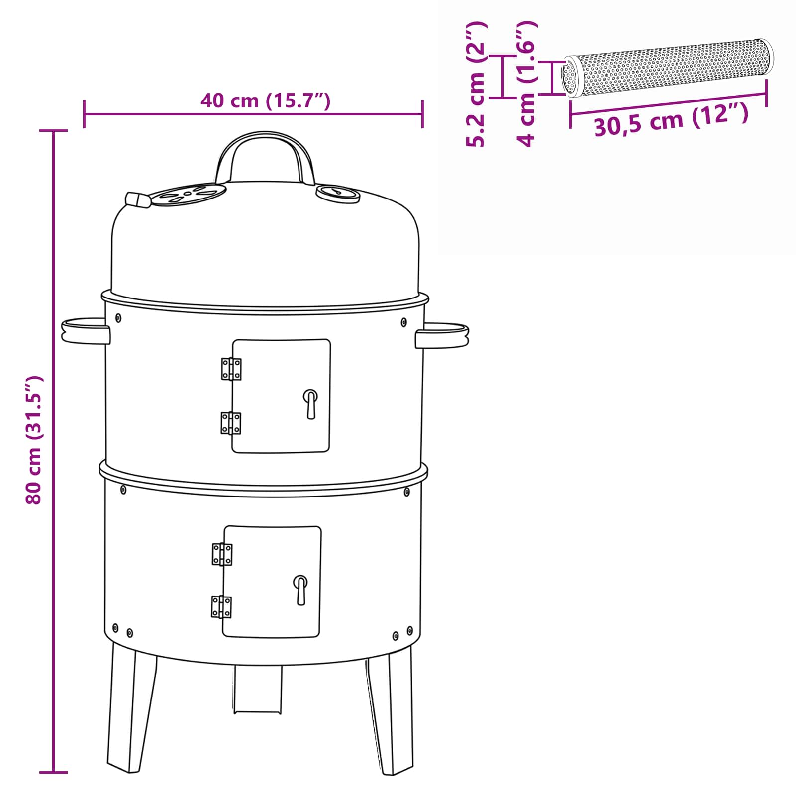 Buiten Grill Ø 40 x 80 cm Staal Zwart image 9