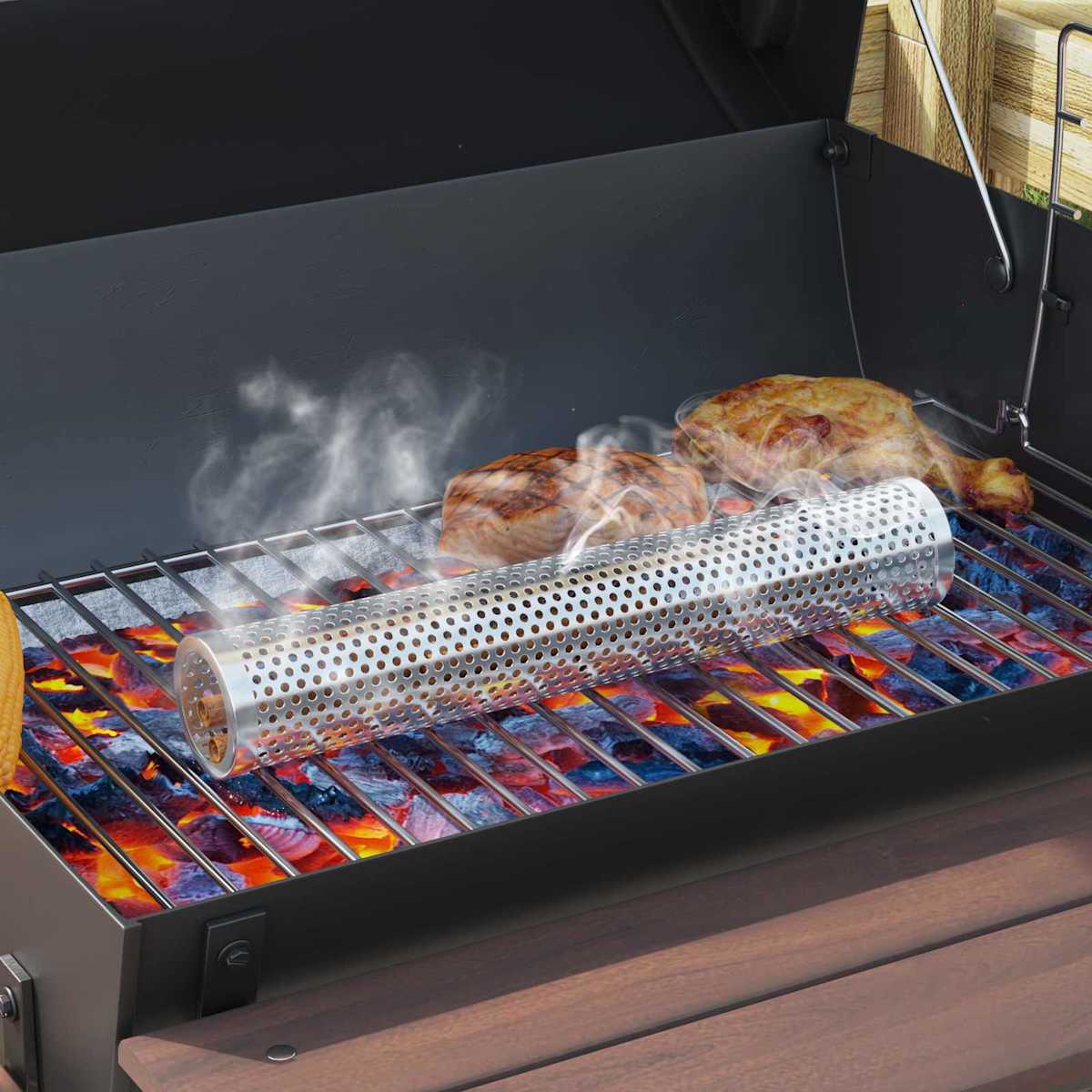 Kulgrill 75 x 48 x 120 cm Pulverlakeret stål og plast Sølv