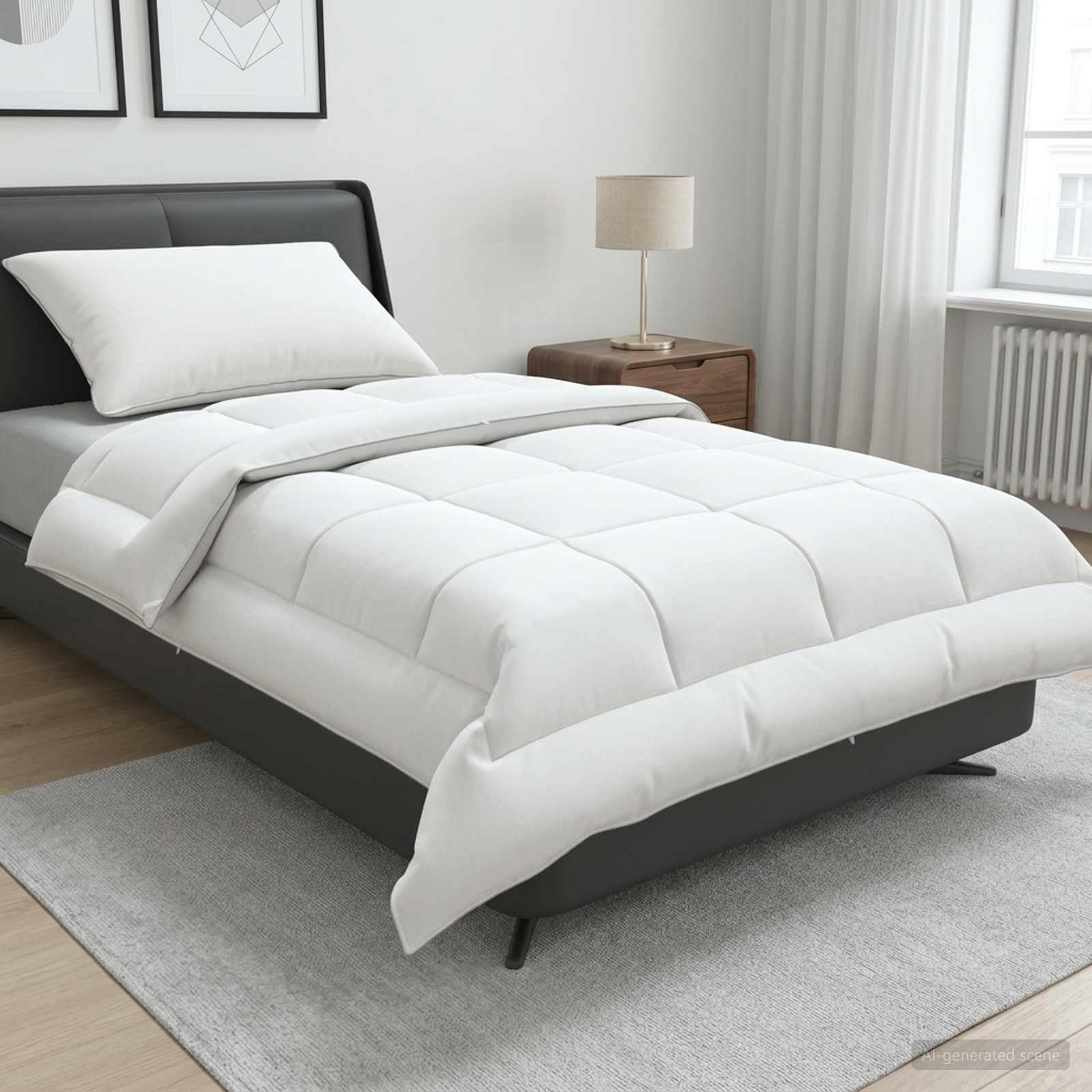Dekbed en Kussen Set 2 st 155x200 cm Zomer 140 GSM Wol Wit image 1