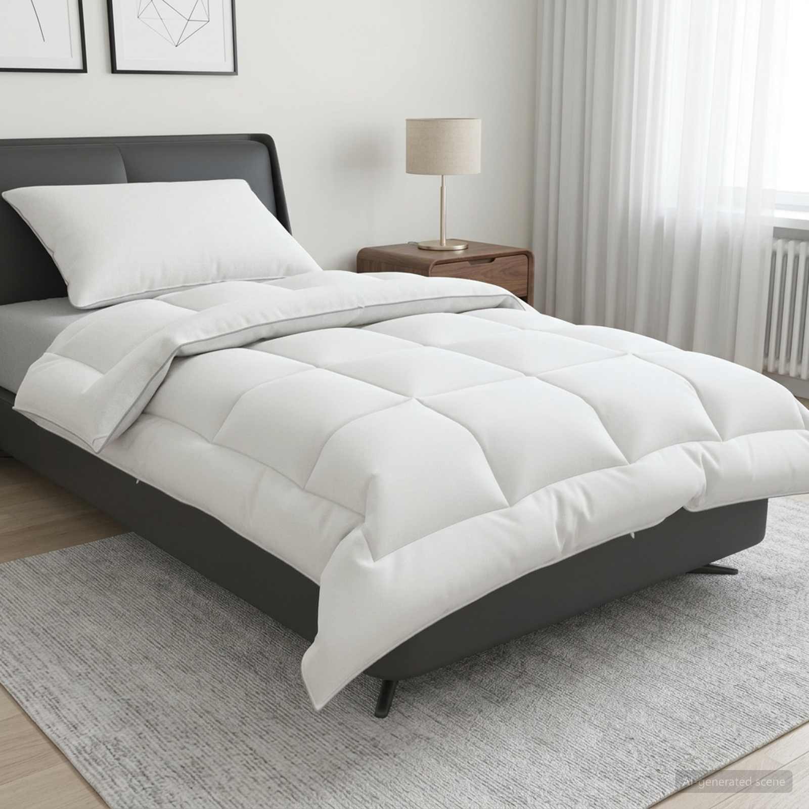 Dekbed en Kussen Set 2 pcs 137x200 cm Winter 450 GSM Wol Wit image 1