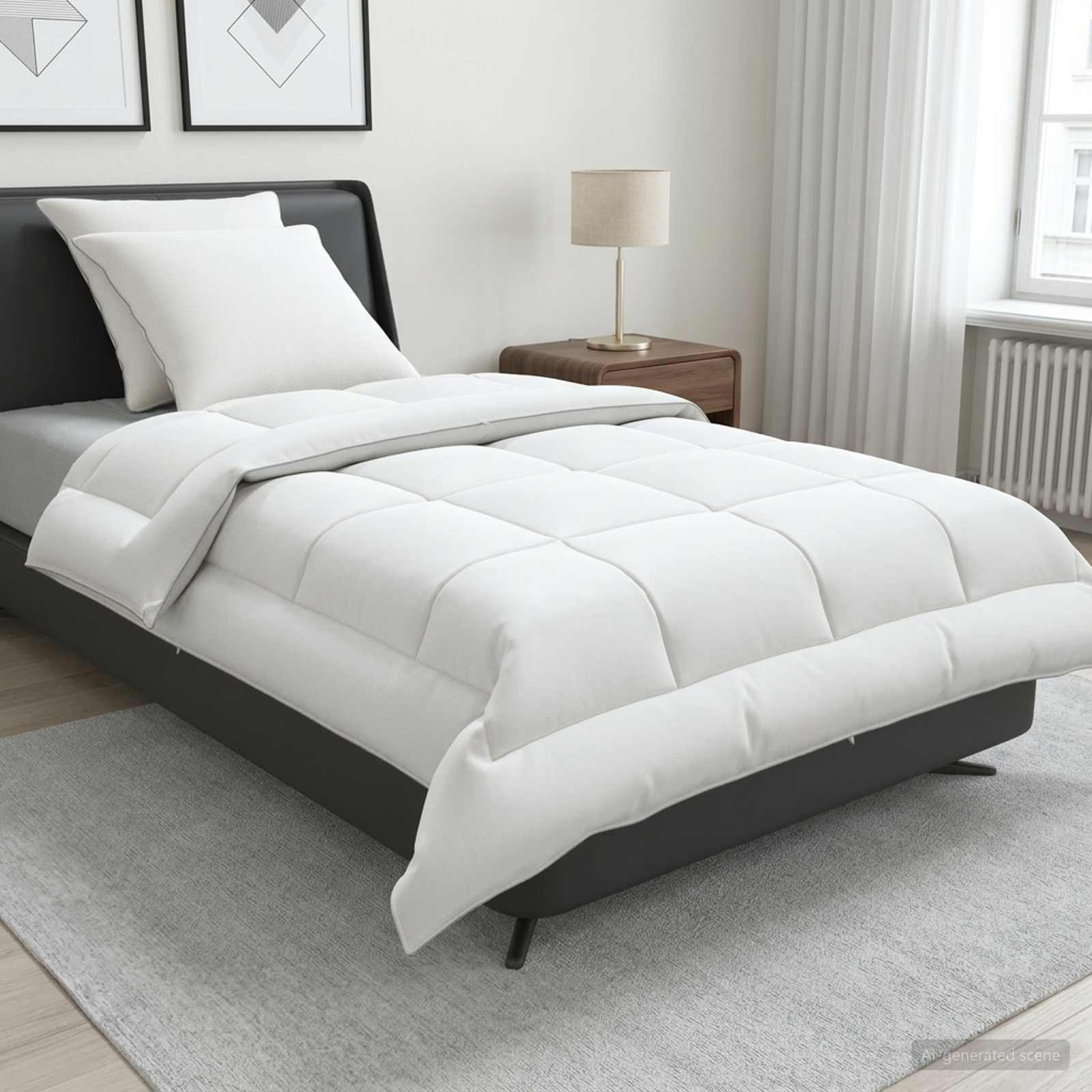 Dekbed en Kussen Set 3 pcs 135x220 cm Zomer 200 GSM Wol Wit image 1