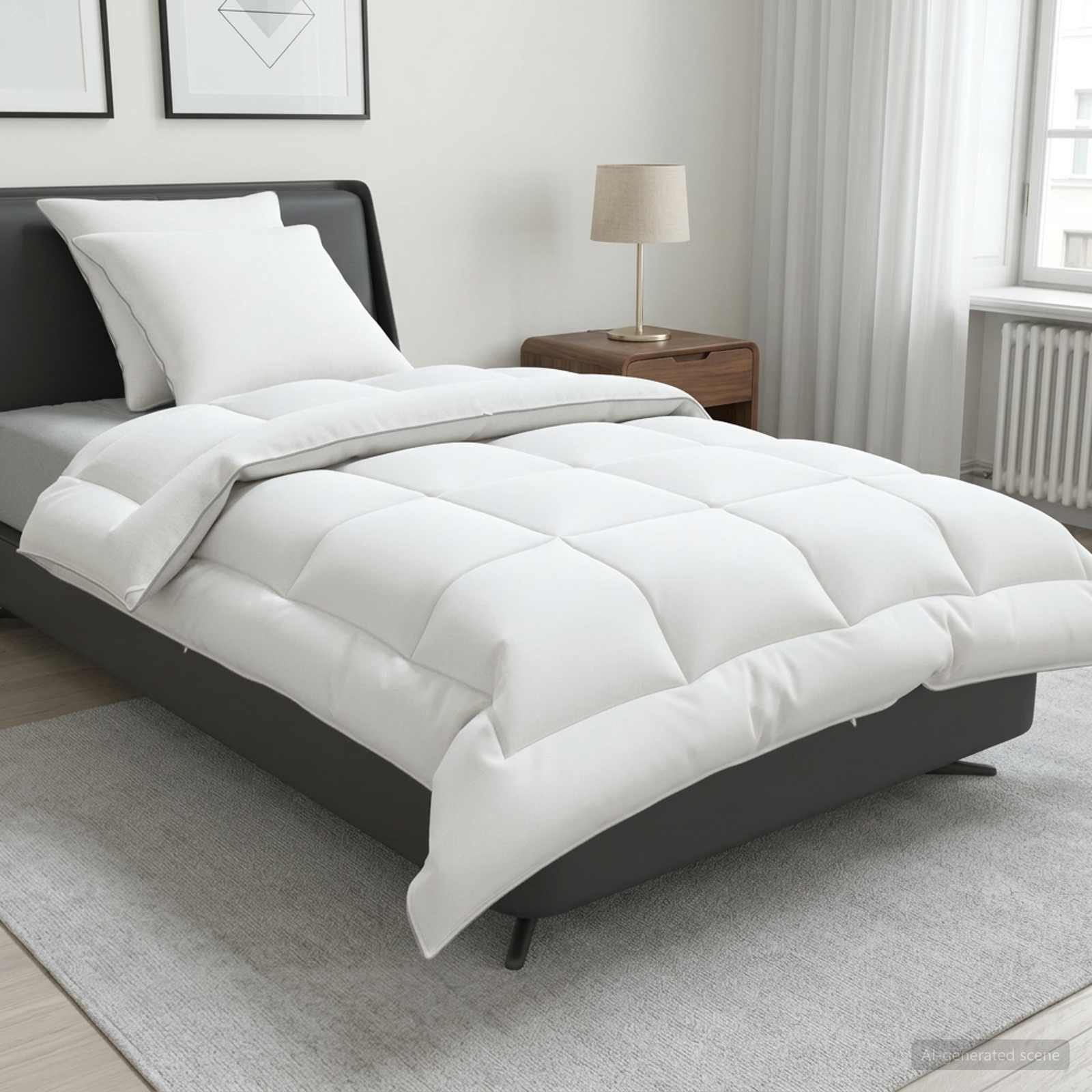 Dekbed en Kussen Set 3 pcs 135 x 220 cm 4 seizoenen 300 GSM Wol image 1