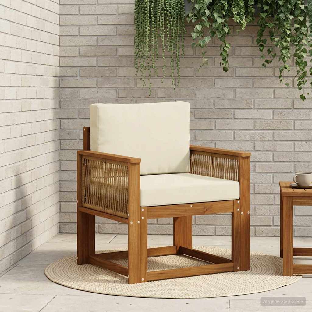 vidaXL Canapea Medie pentru Exterior Lemn Solid de Acacia natural