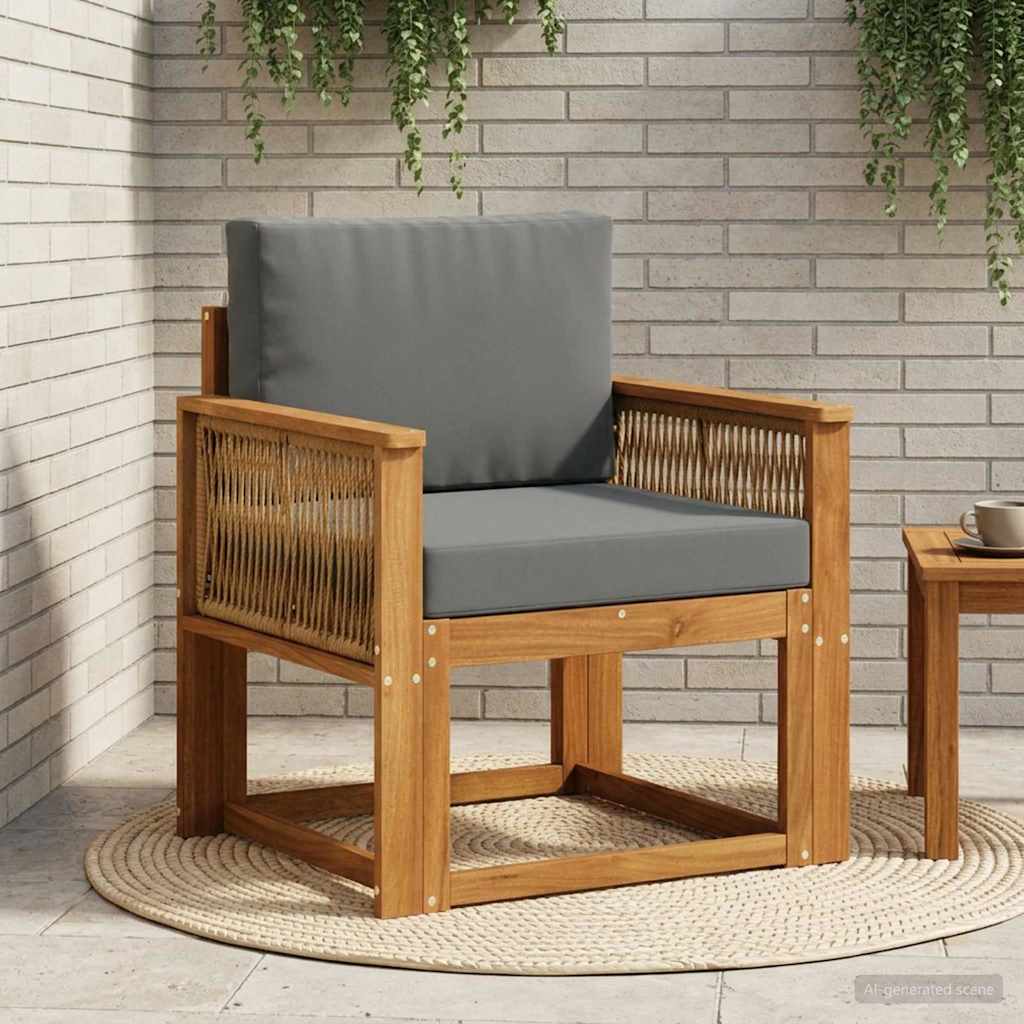 vidaXL Canapea Medie pentru Exterior Lemn Solid de Acacia natural