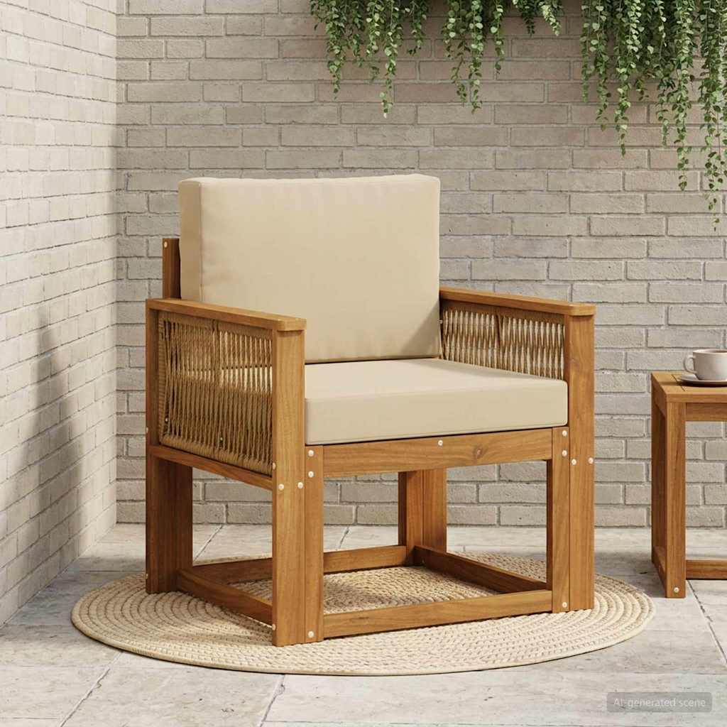 vidaXL Canapea Medie pentru Exterior Lemn Solid de Acacia natural