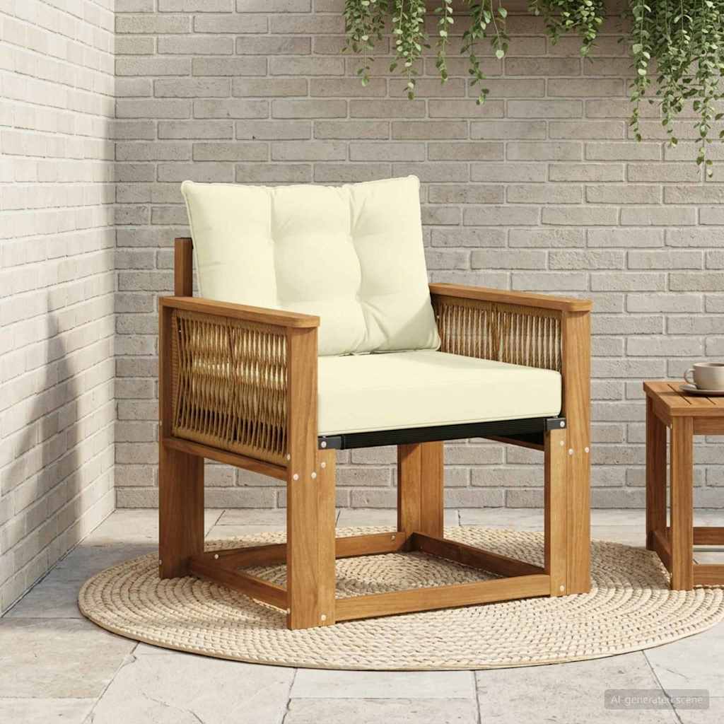 vidaXL Canapea Medie pentru Exterior Lemn solid de Acacia și Textilene