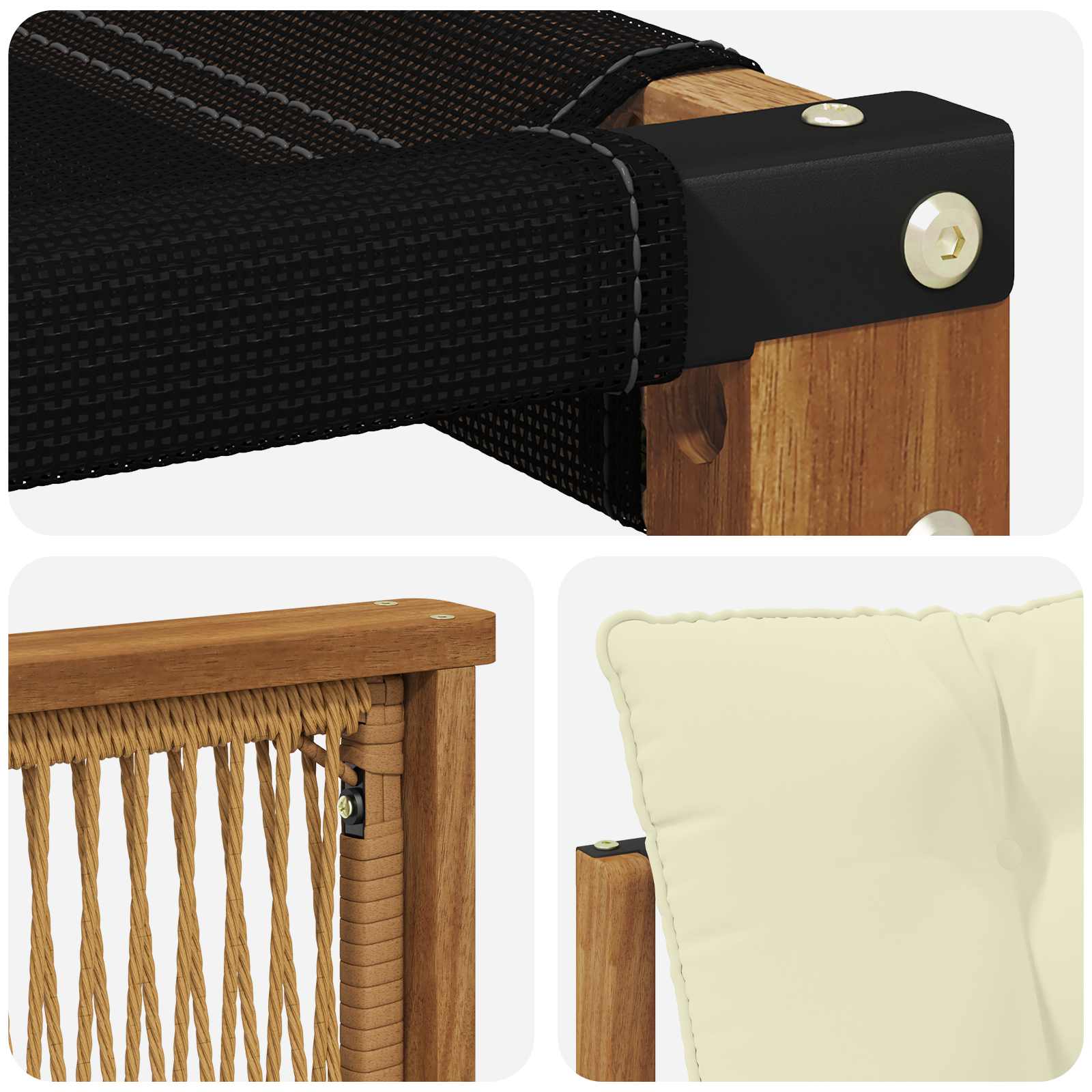 Buiten bankenset Massief Acaciahout en Textilene Naturel image 7