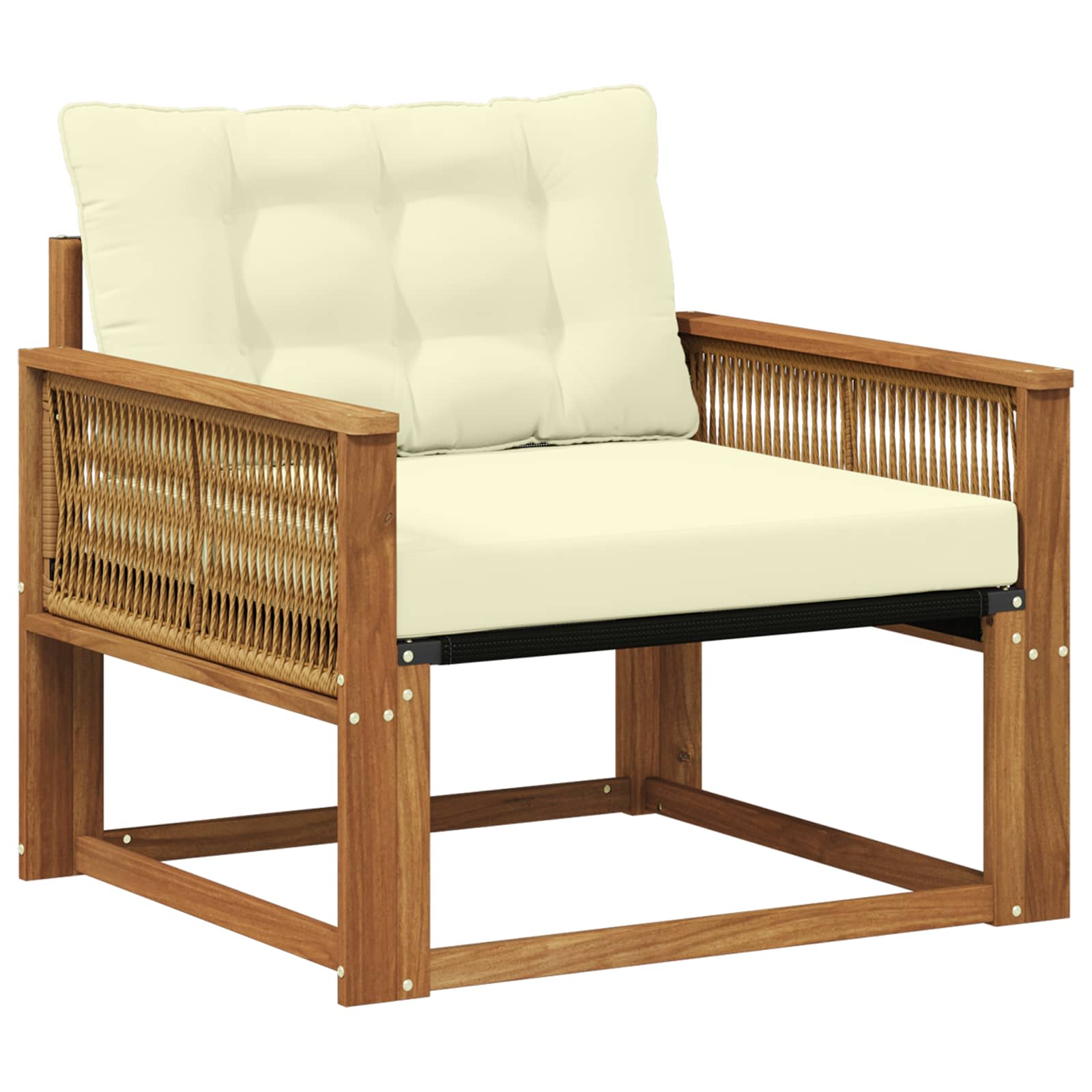 Buiten bankenset Massief Acaciahout en Textilene Naturel image 1