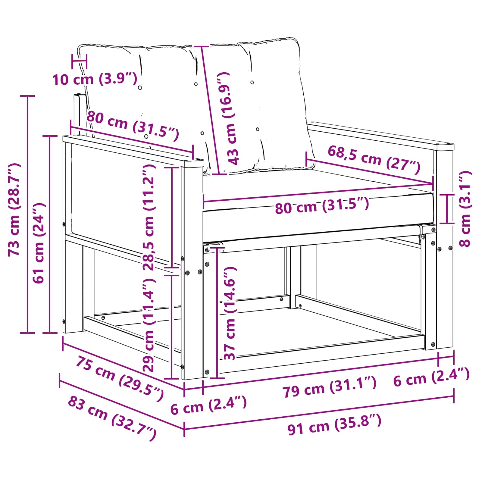 Buiten bankenset Massief Acaciahout en Textilene Naturel image 8