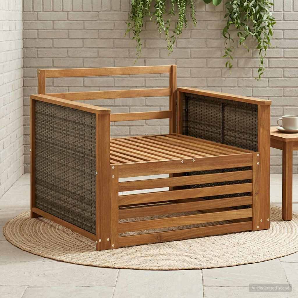 vidaXL Canapea Medie pentru Exterior Lemn Solid de Acacia natural
