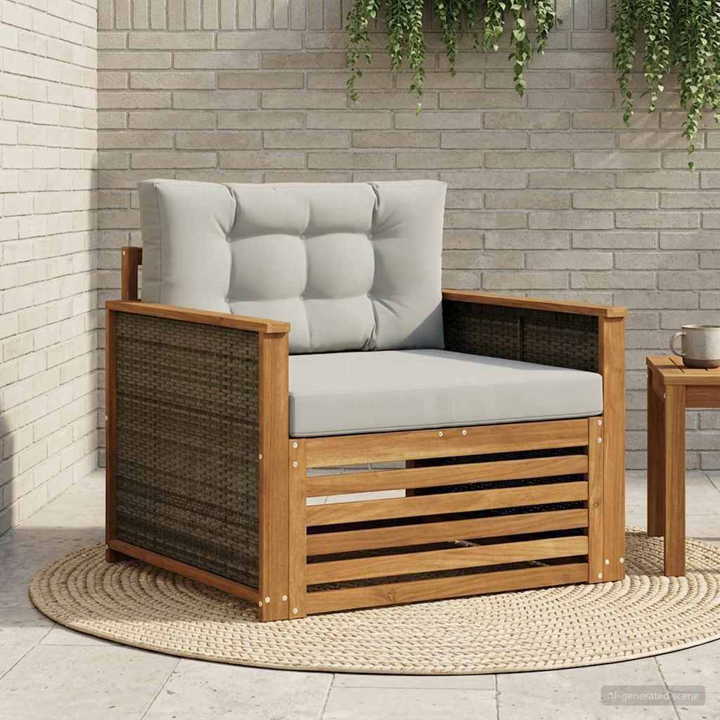 vidaXL Canapea Medie pentru Exterior Lemn Solid de Acacia natural