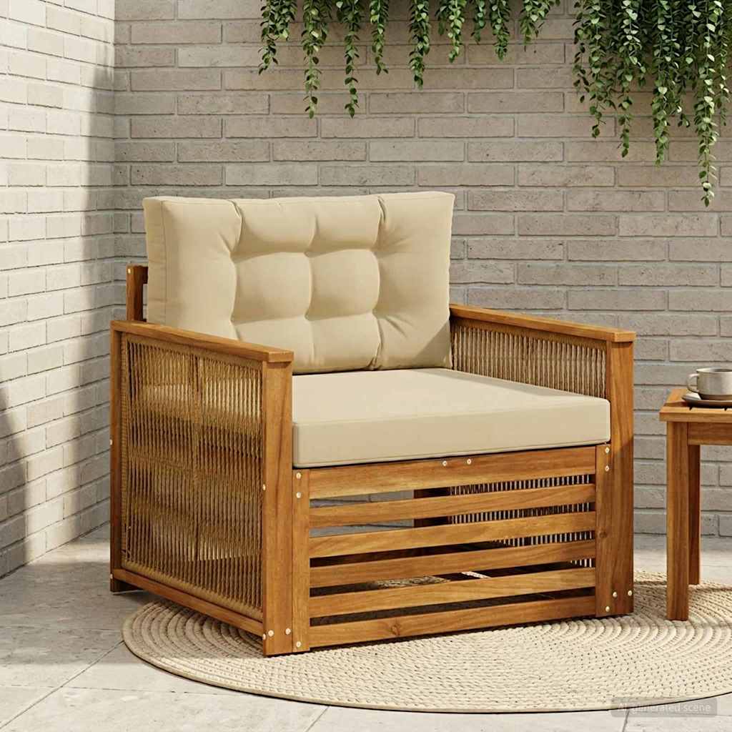 vidaXL Canapea Medie pentru Exterior Lemn Solid de Acacia natural