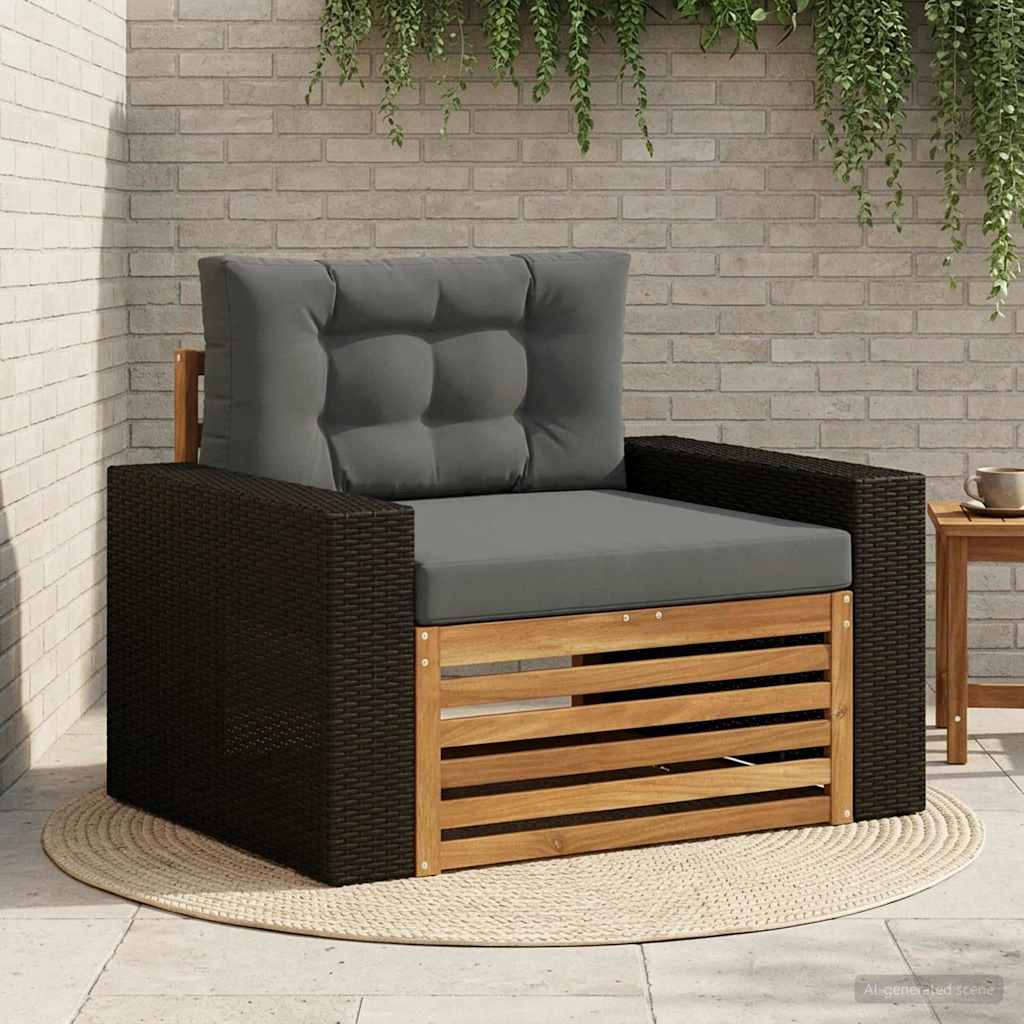 vidaXL Canapea Medie pentru Exterior Lemn Solid de Acacia natural