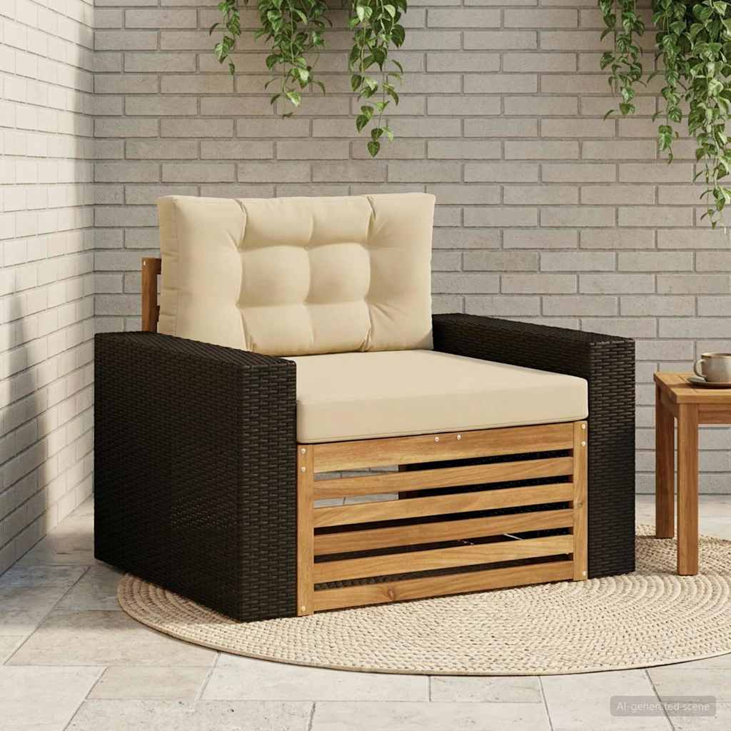 vidaXL Canapea Medie pentru Exterior Lemn Solid de Acacia natural